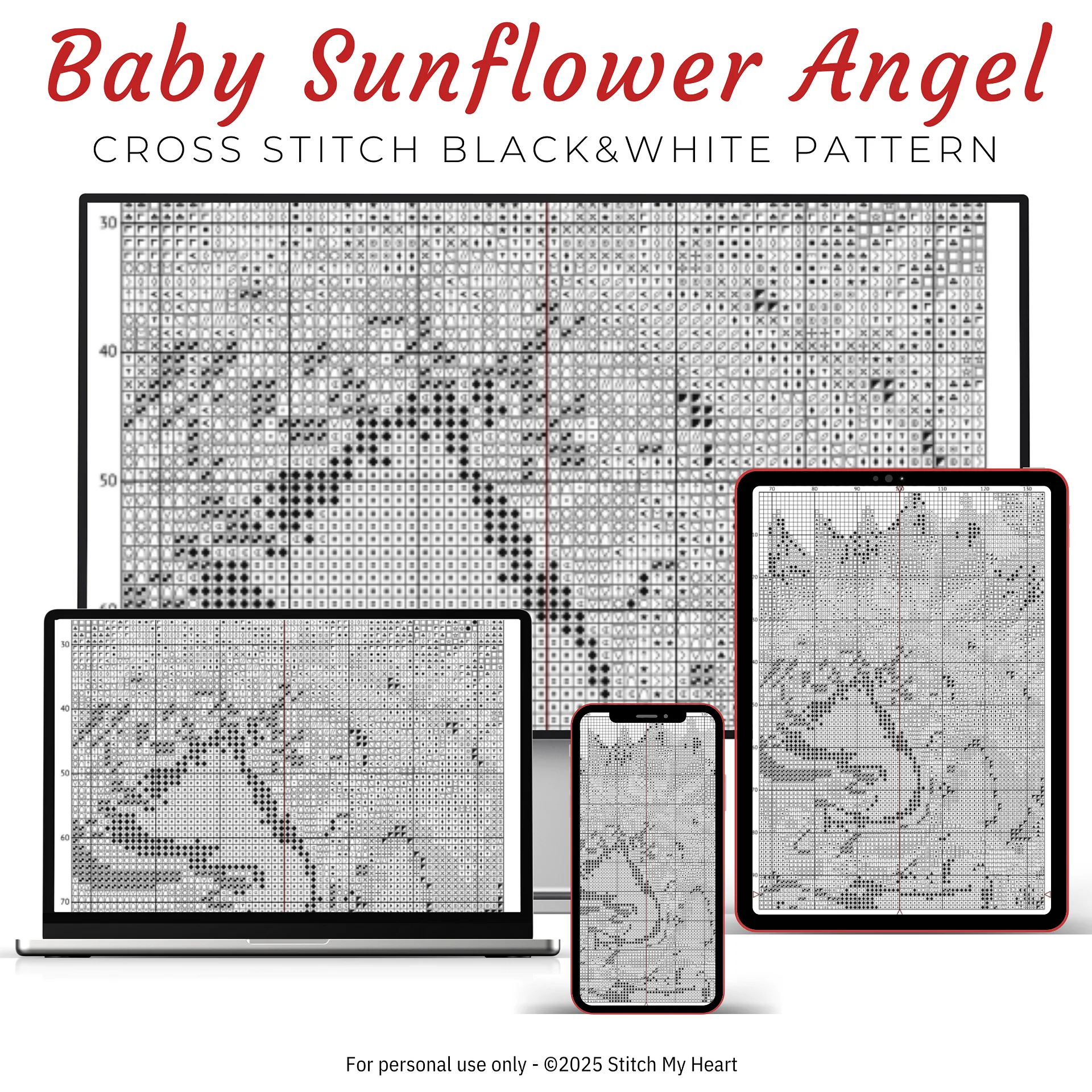 Baby Sunflower Angel Cross Stitch Pattern product image (4)