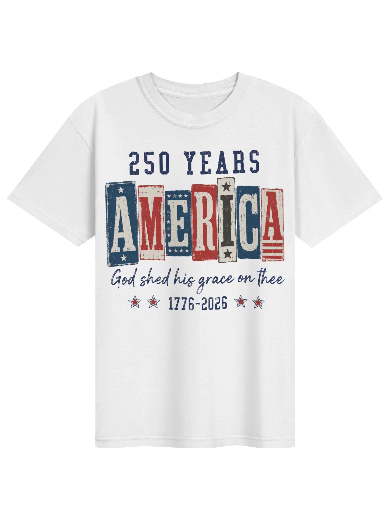 250 Years America God Shed His Grace Patriotic Vintage 1776 2026 Semiquincentennial Tee product image (2)