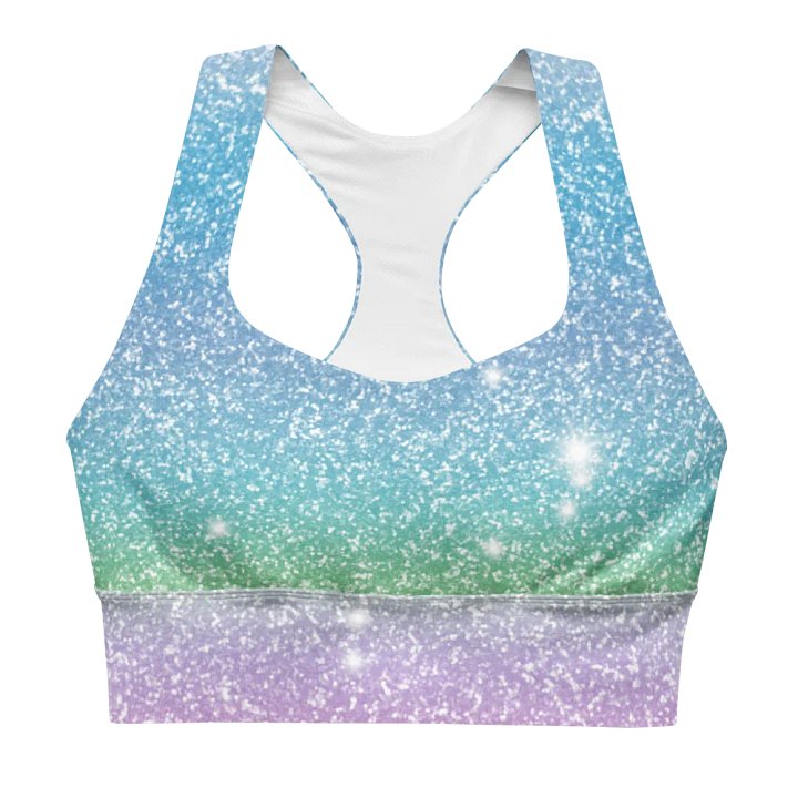 Glitter Unicorn Texture Design Longline Sports Bra - 6 product image (1)