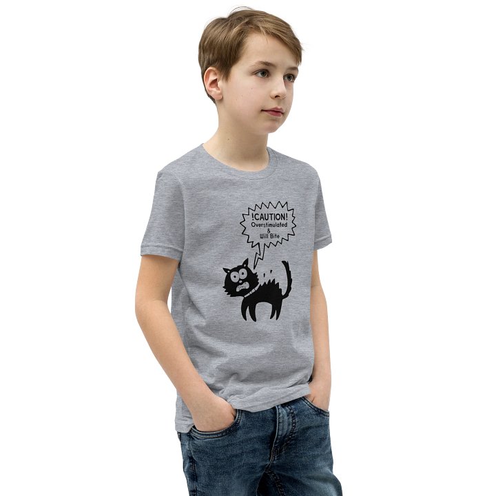 CAUTION OVERSTIMULATED CAT YOUTH TEE product image (26)