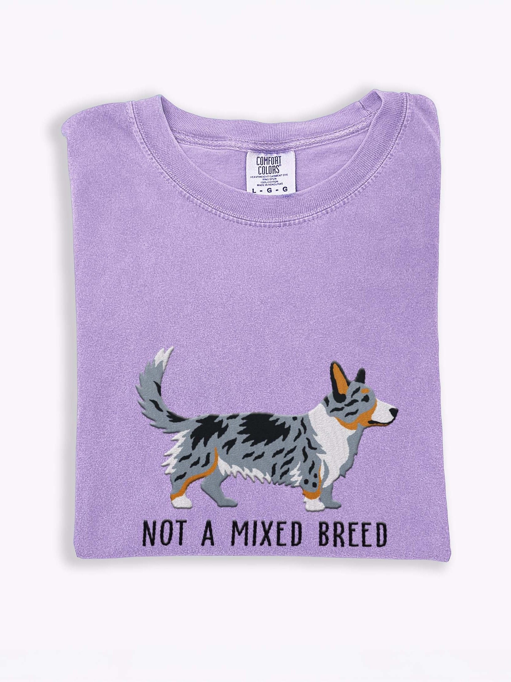 Not a Mixed Breed T-Shirt(Embroidered) of a Cardigan Welsh Corgi(Blue Merle Tricolor) product image (1)