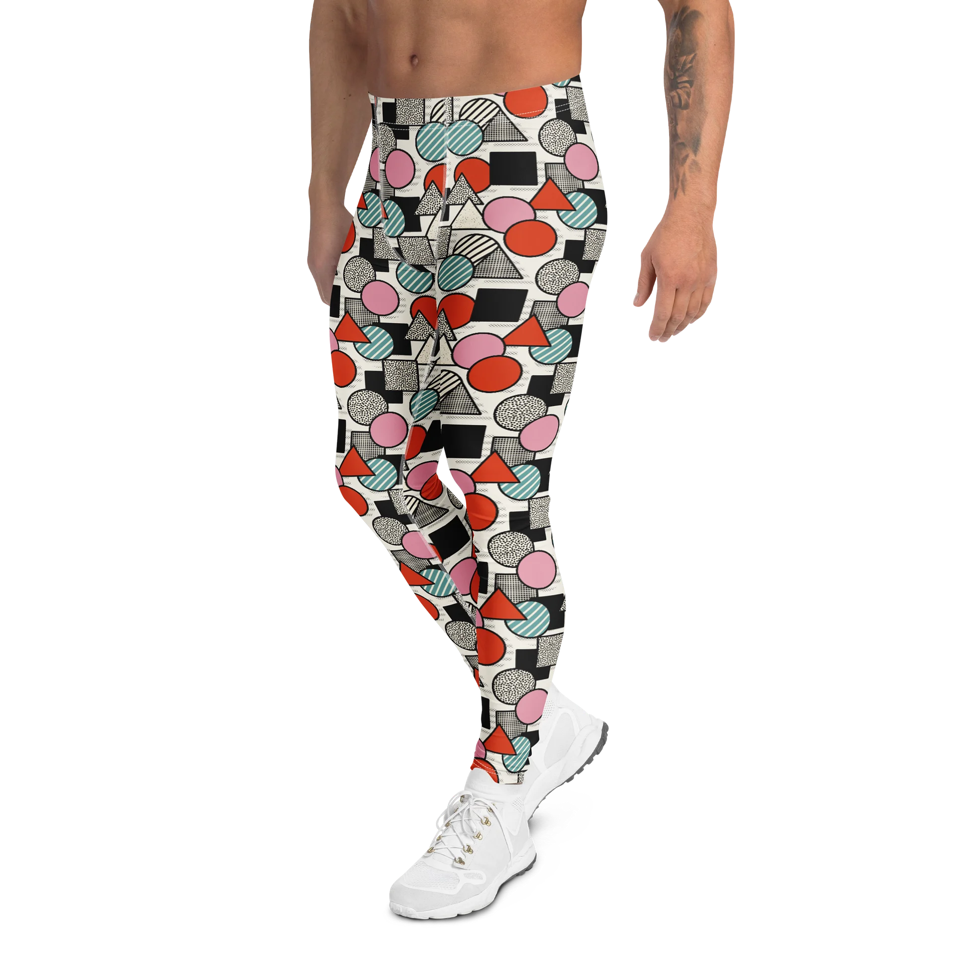 Comfortable Men's Leggings with Colorful Memphis Pattern product image (4)