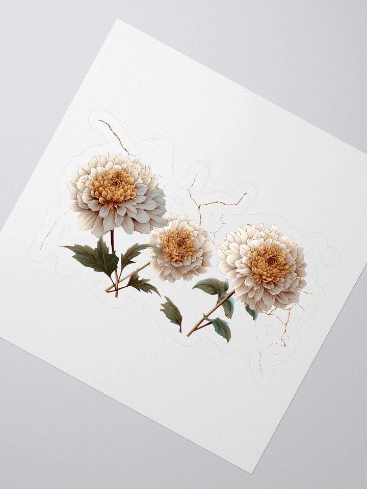 Kintsugi Dahlia Cracked Grunge T-Shirt – Floral Sticker Art Style product image (2)