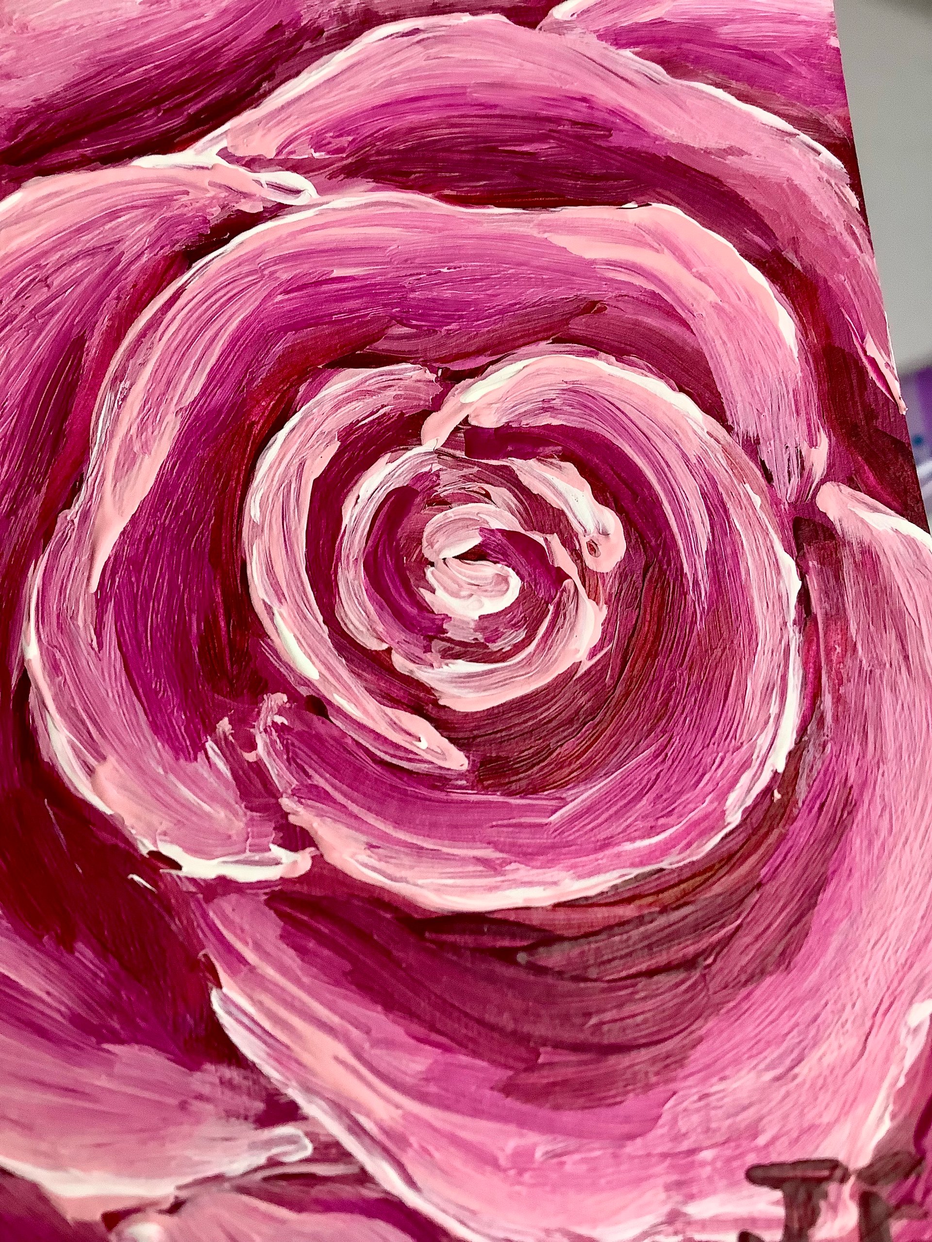 Rosy Rose ACEO Original Acrylic Painting product image (3)