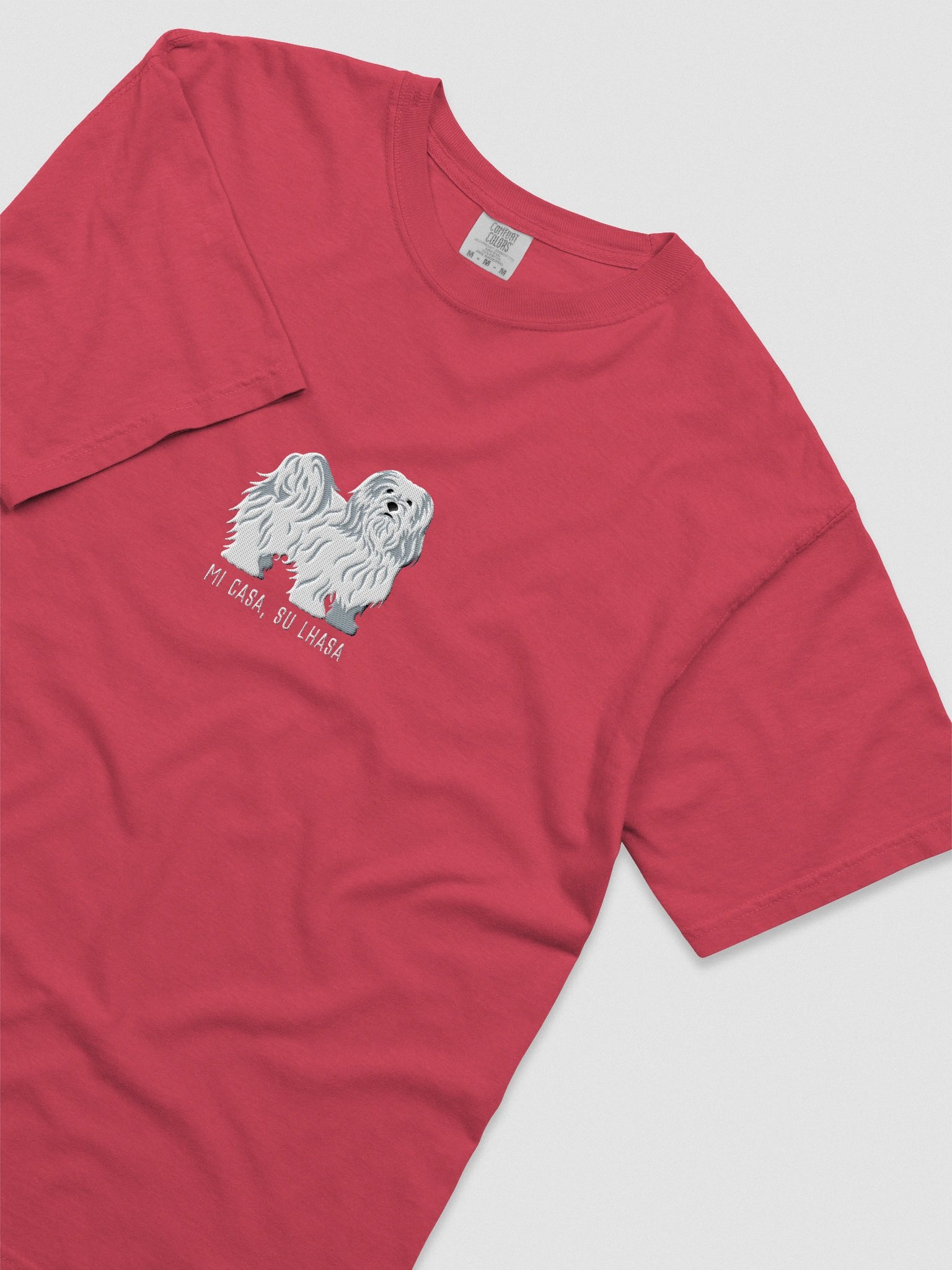 Mi Casa, Su Lhasa T-Shirt(Embroidered) of a Lhasa Apso(White) product image (8)