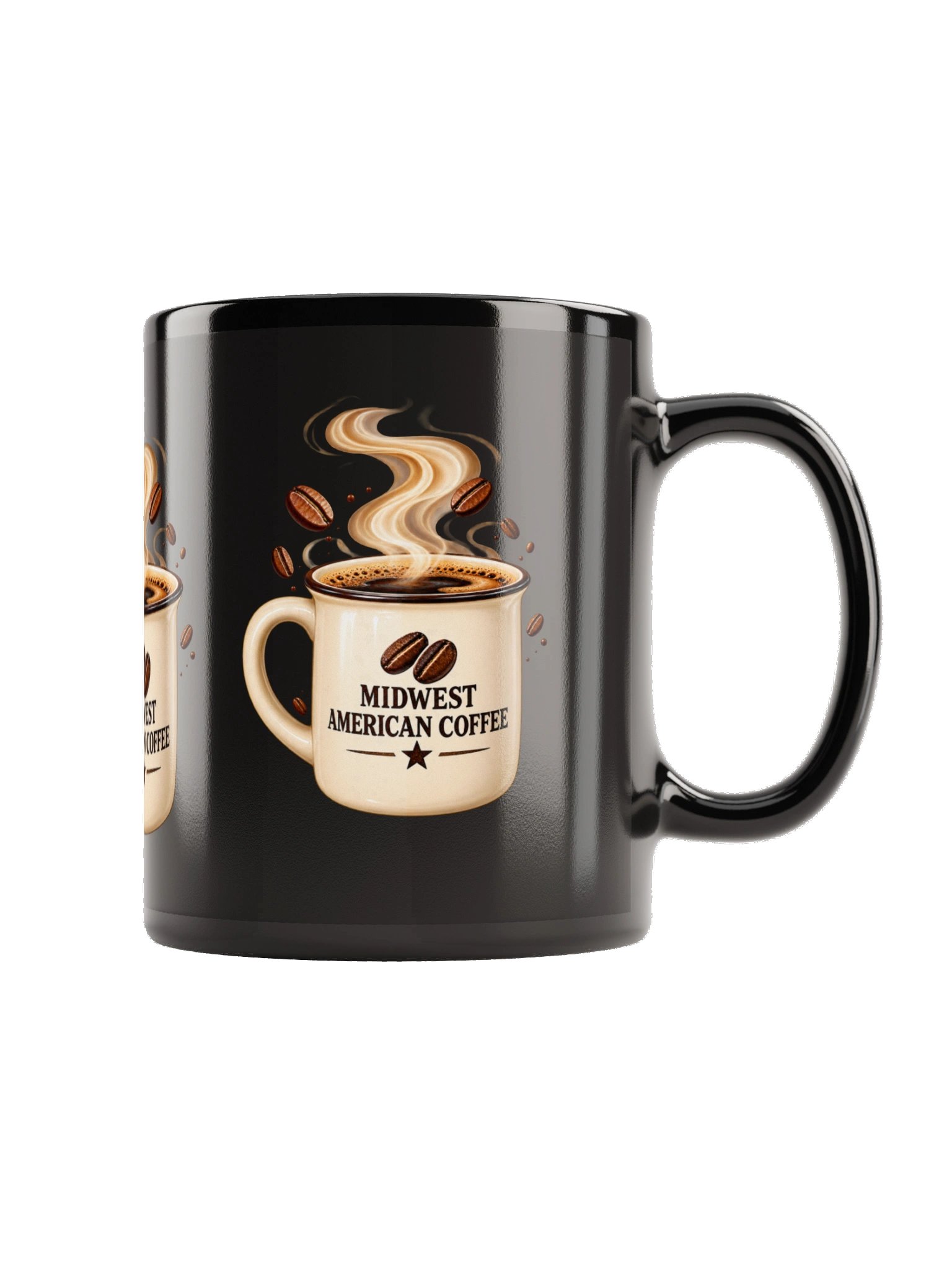 Midwest American Coffee – Signature Steam Black Glossy Mug product image (6)