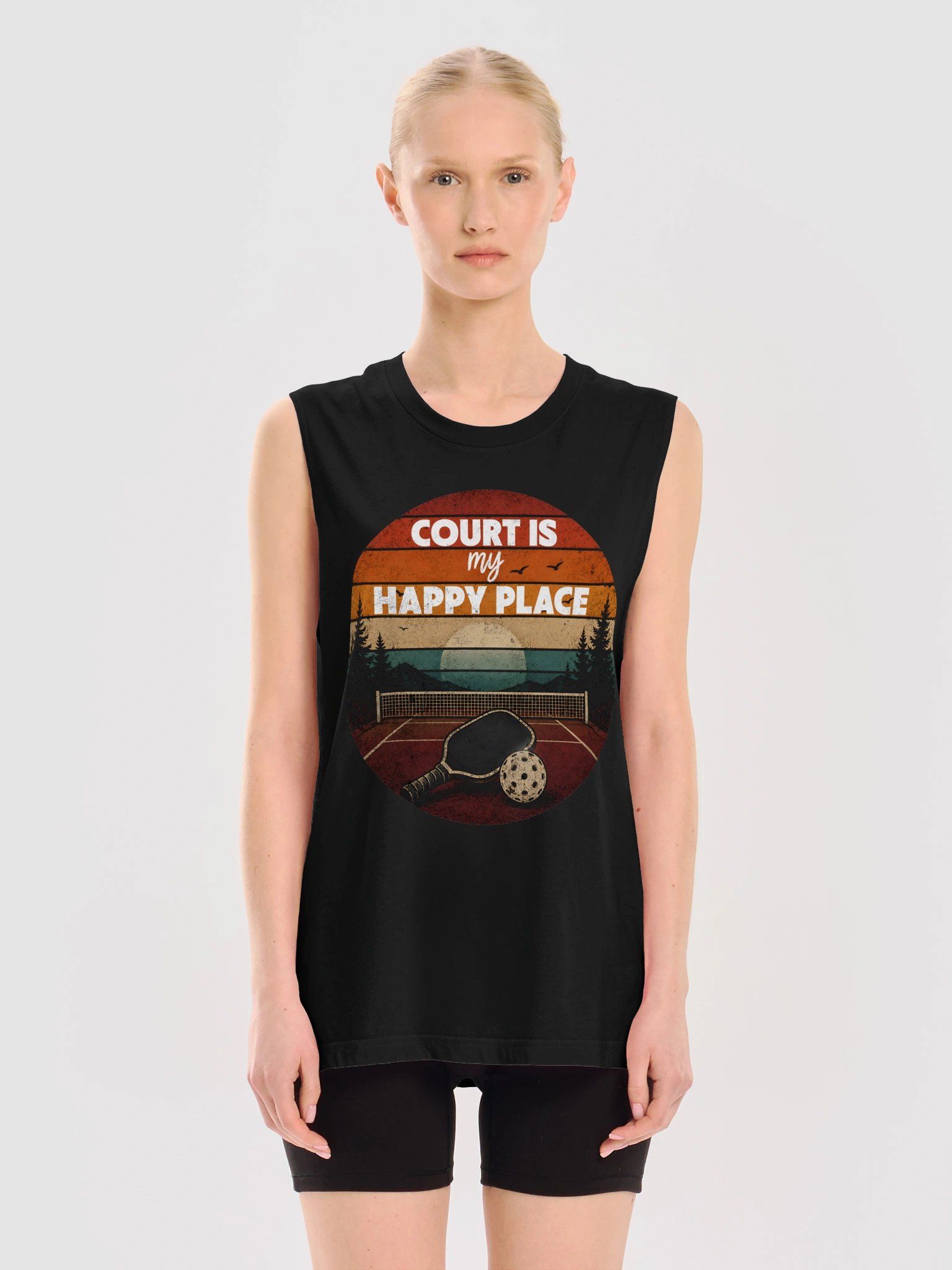 Court Is My Happy Place Pickleball Tank Top – Funny Pickleball Tank Top product image (3)
