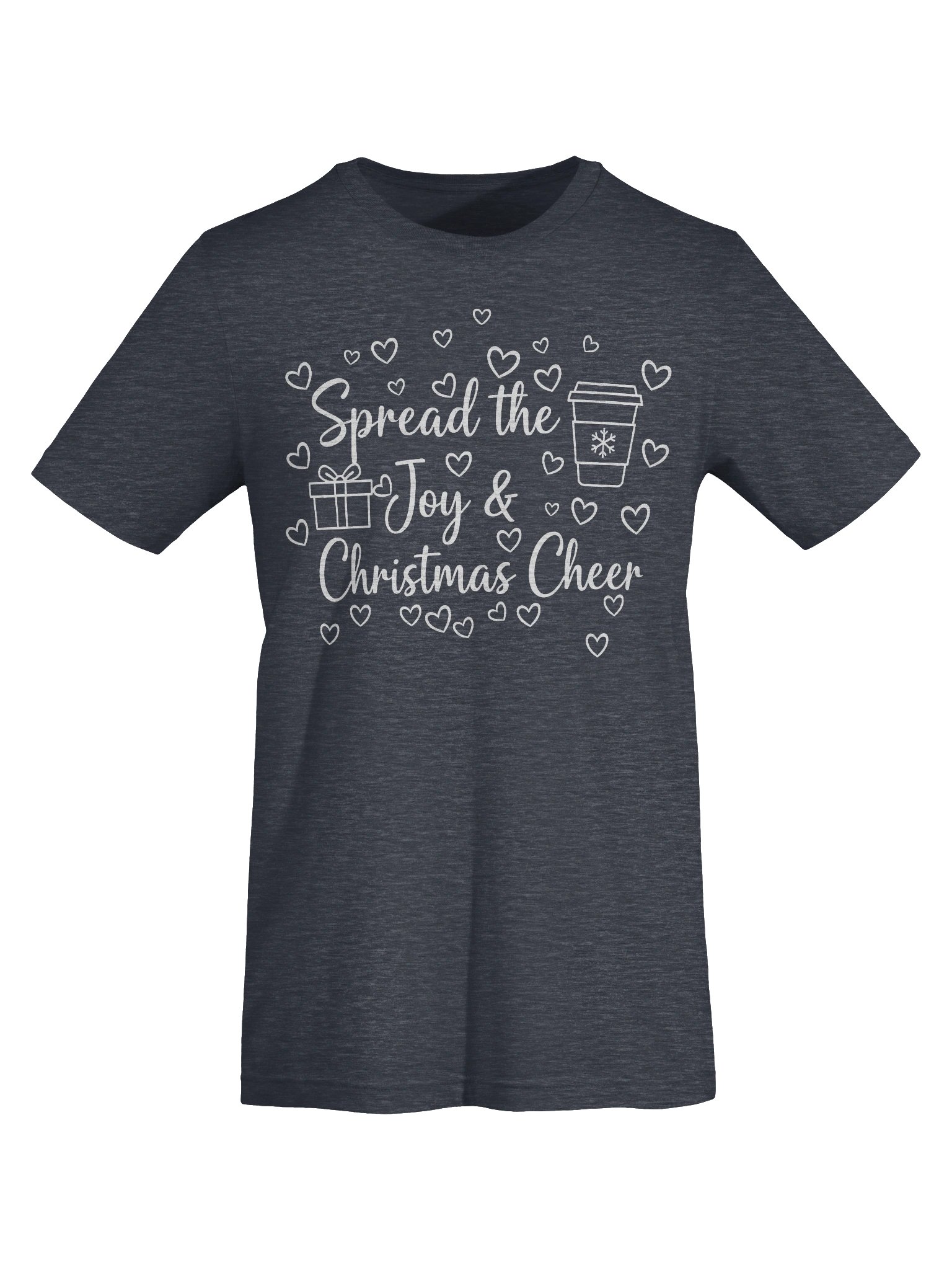Spread the Joy & Christmas Cheer T-Shirt – Cute Holiday Coffee Hearts Gift Tee product image (27)