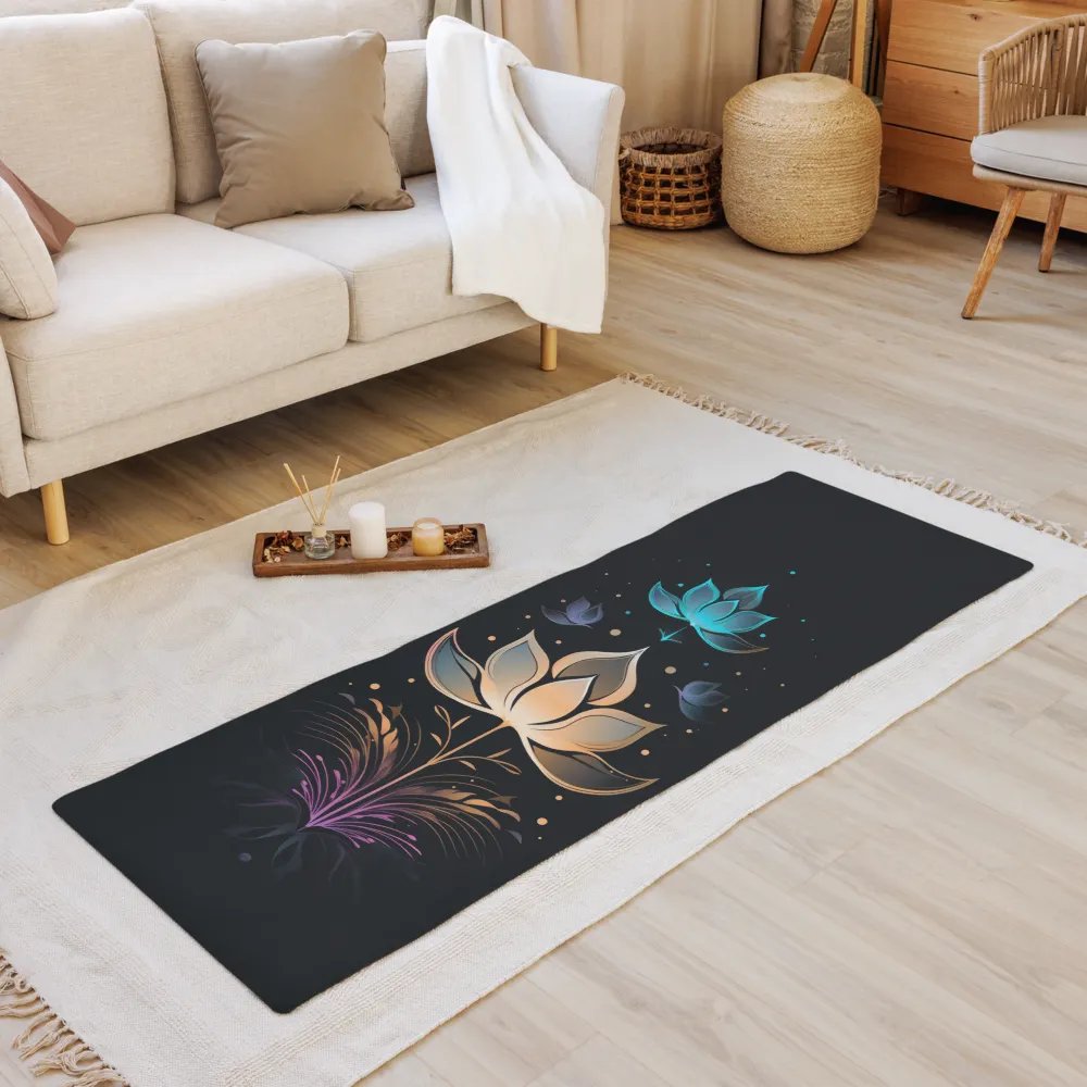 Black Premium Yoga Mat Featuring Lotus Motif product image (1)