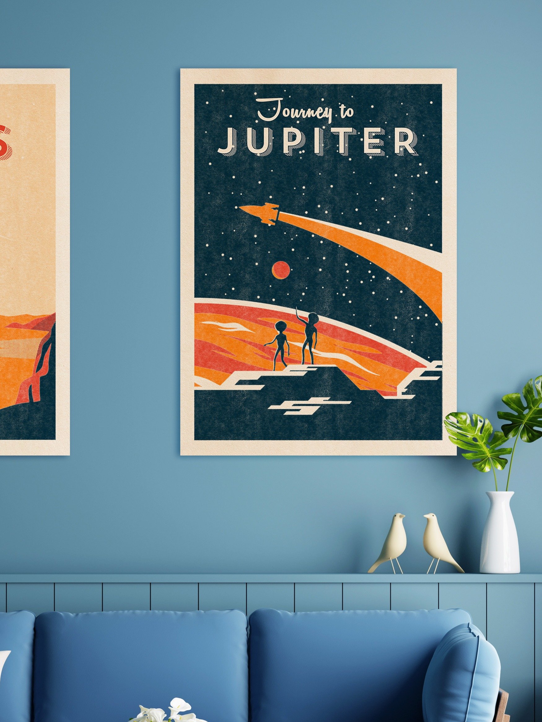 Journey to Jupiter — Vintage space poster, retro space art, propaganda poster, retrofuturism art, retro sci-fi print product image (2)