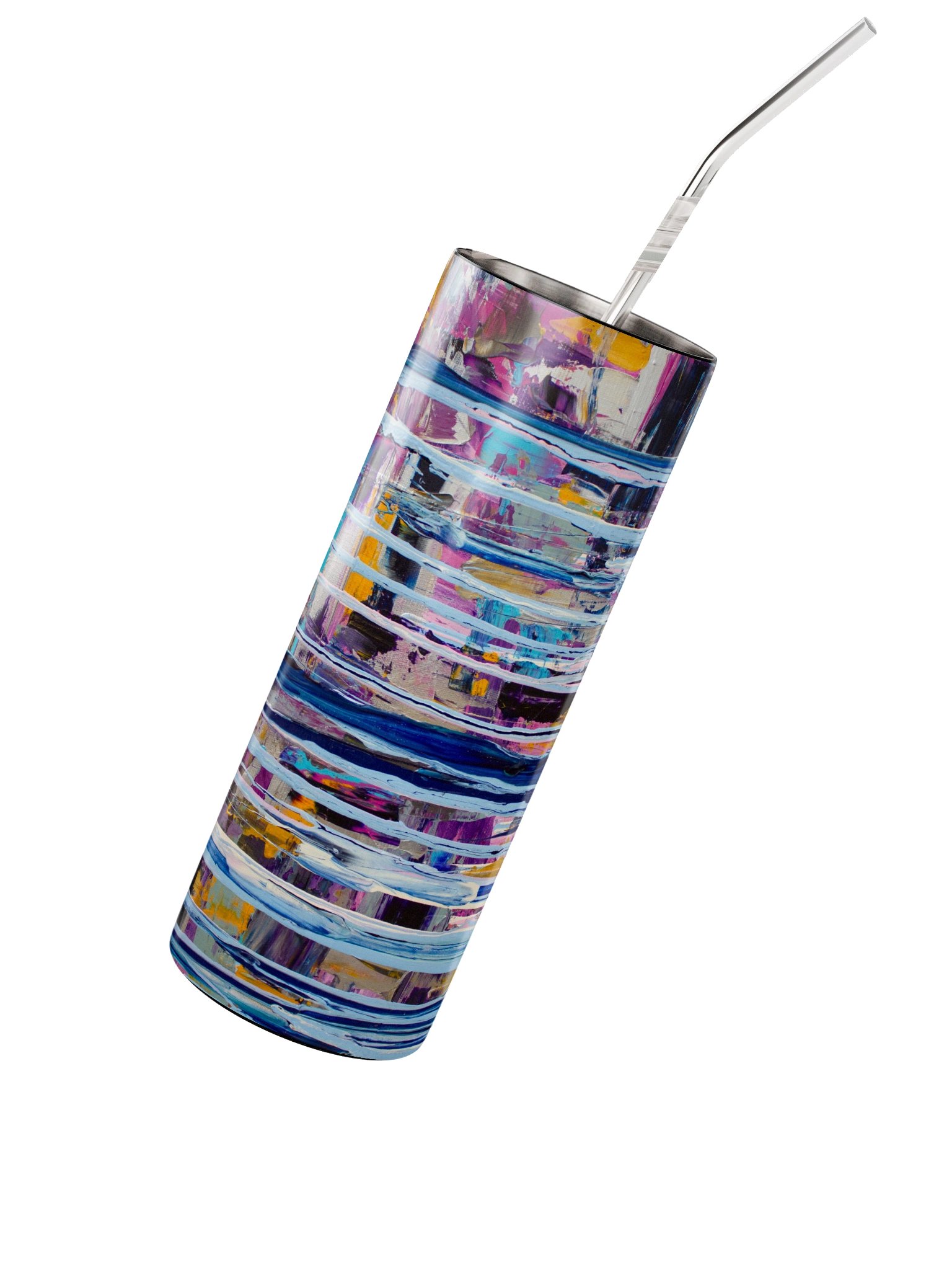 Blue Drips Tall Stainless-Steel Tumbler w/ Straw product image (3)