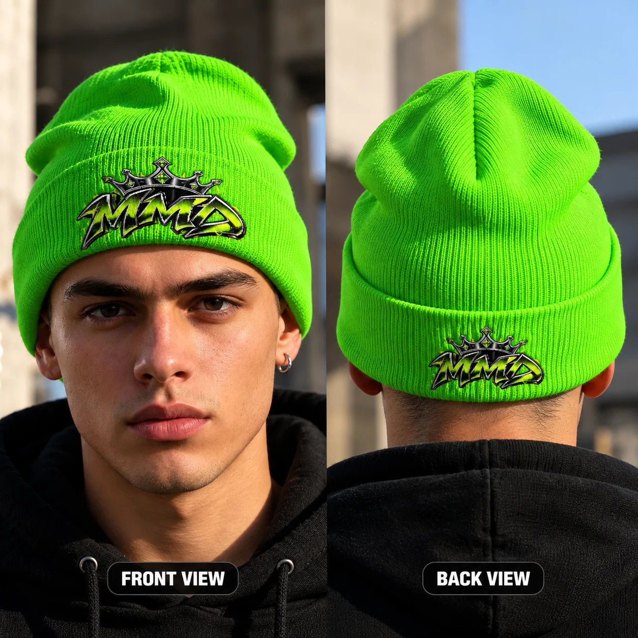 MMD Crown Logo Neon Green Beanie product image (2)