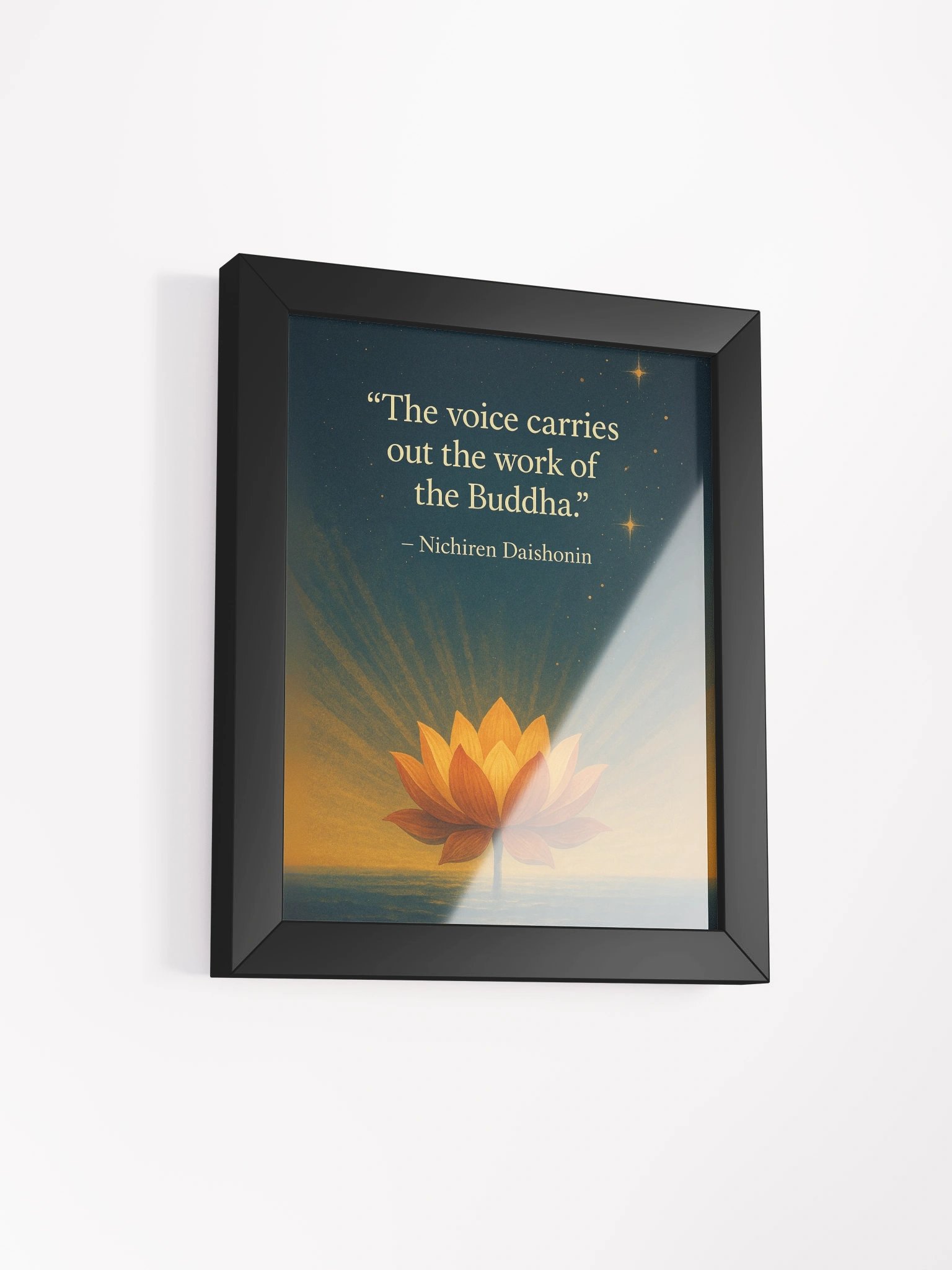 Nichiren Daishonin Quote Wall Art – “The Voice Carries Out the Work of the Buddha” – Inspirational Lotus Print for Nichiren Buddhism Practitioners product image (2)