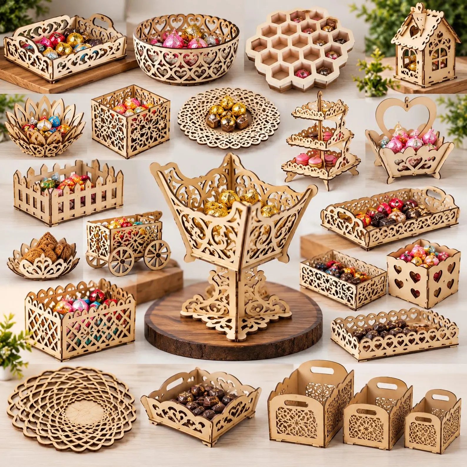 72+ Christmas Candy Basket Laser Cut Bundle | SVG, DXF & CDR Gift Box Files product image (2)