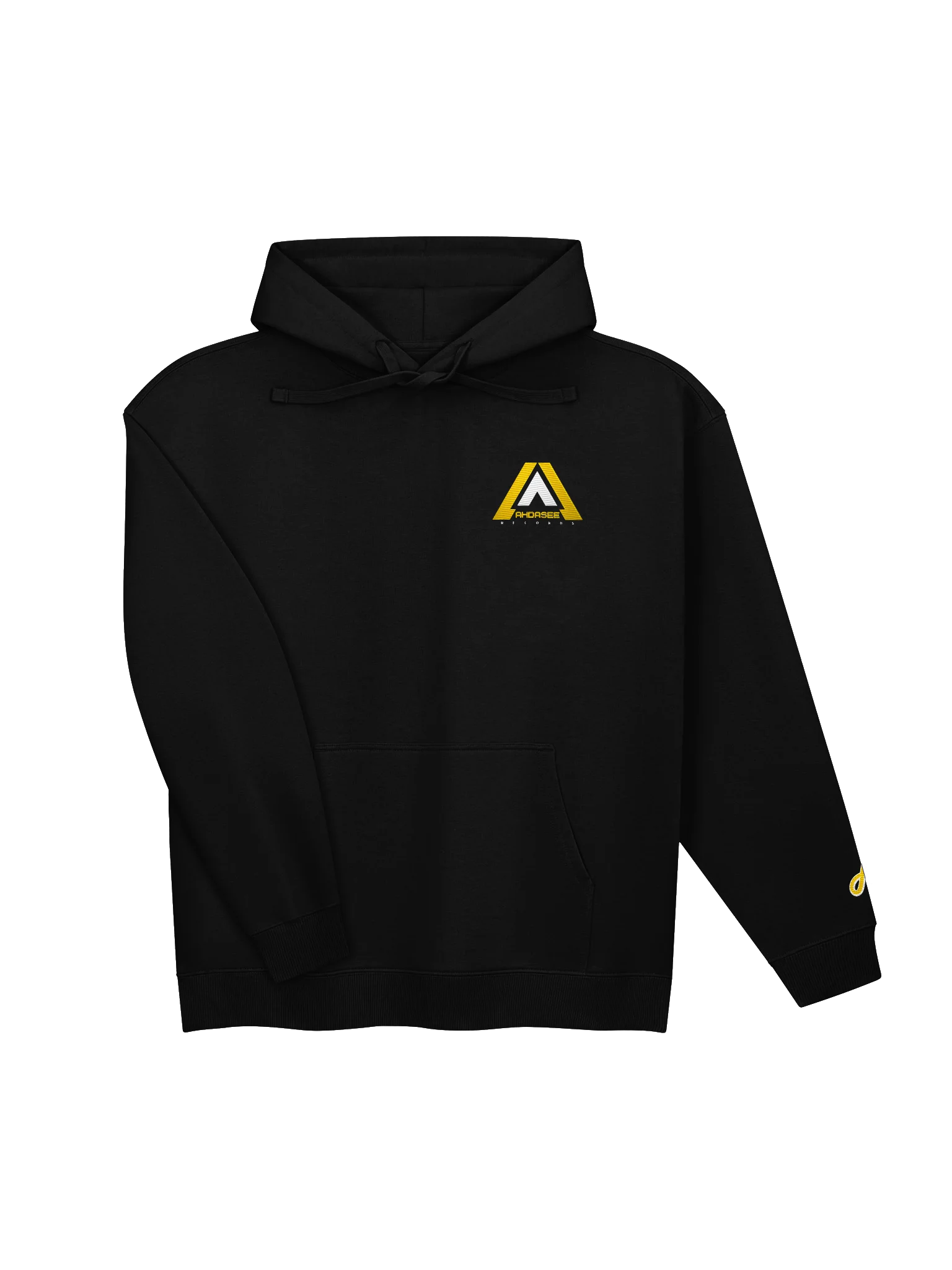 Ahdasee Records Signature Embroidered Hoodie – Black (Gold/White) product image (3)