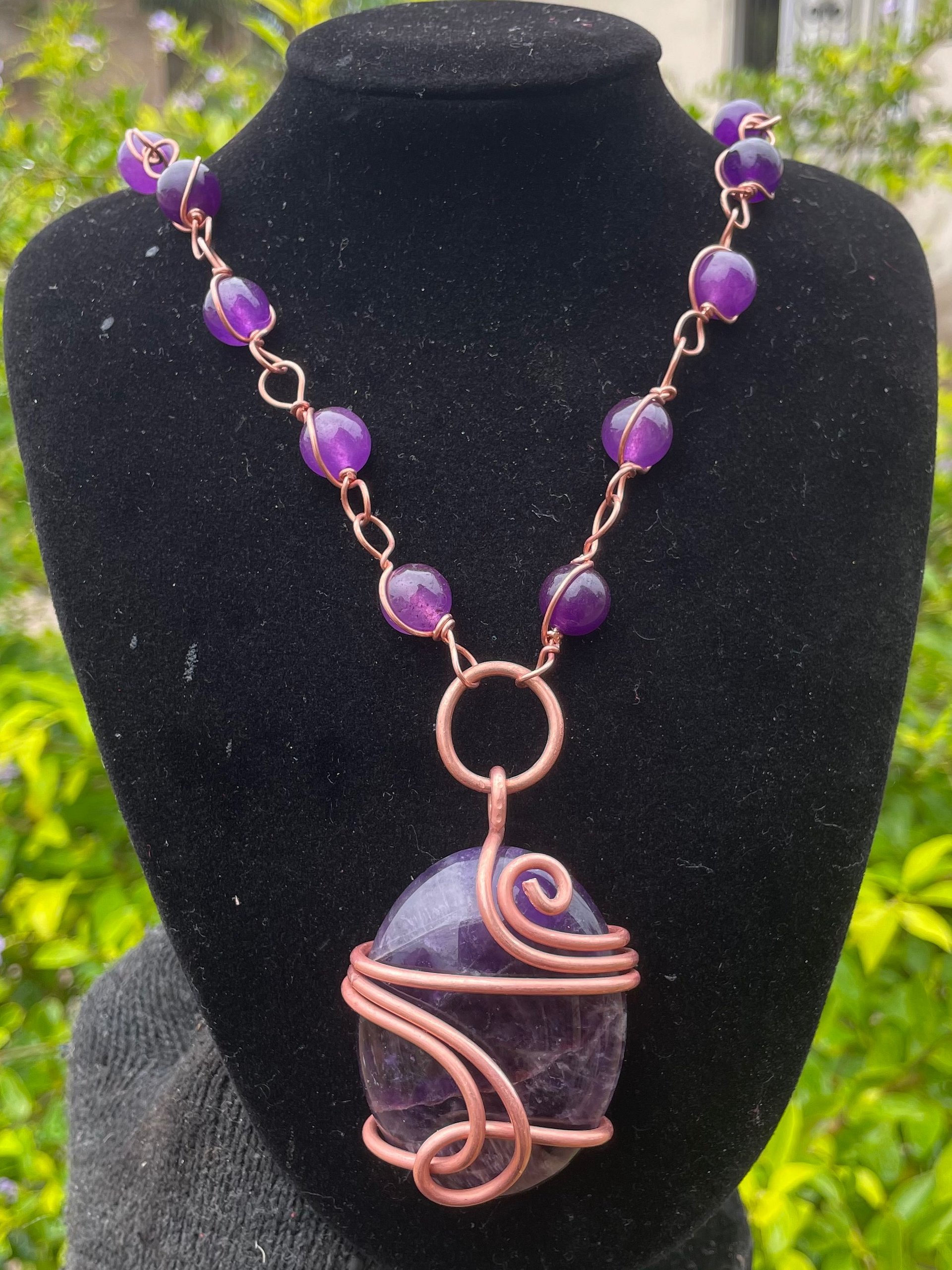 Handcrafted Amethyst Copper Wire-Wrapped Statement Necklace product image (3)