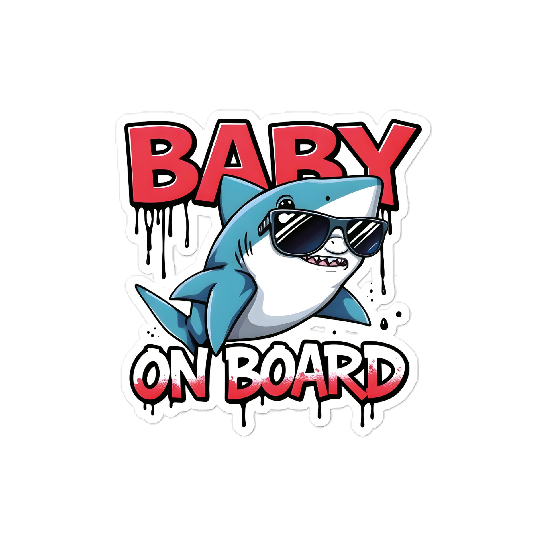 Cool Shark Urban Style Baby On Board Car Decal - 5x5 Premium Vinyl Sticker - Streetwear Inspire Shark with Sunglasses Graphic for Cars and Jeeps product image (1)
