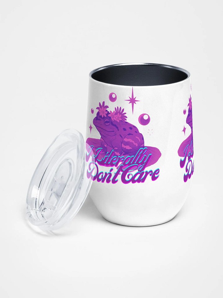 I literally don't care Sassy Frog Wine Tumbler product image (2)