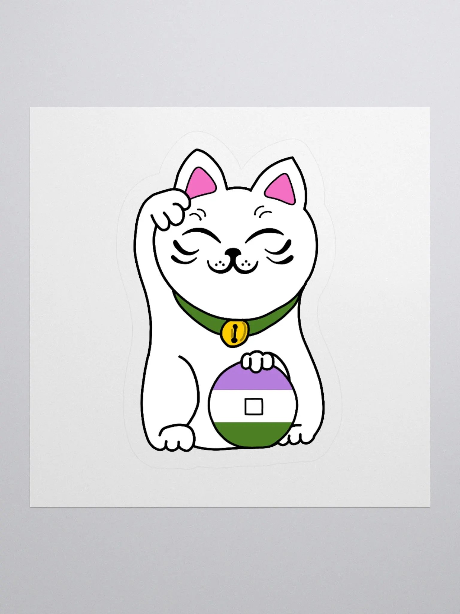 Maneki neko genderqueer pride sticker product image (2)