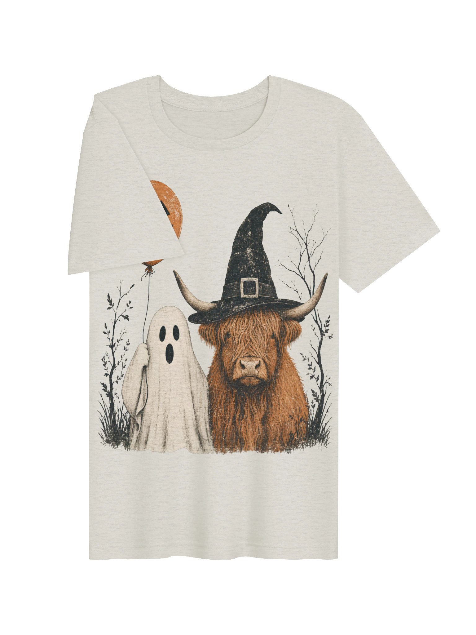 Spooky Highland Cow – Halloween Vintage Graphic T-Shirt product image (53)
