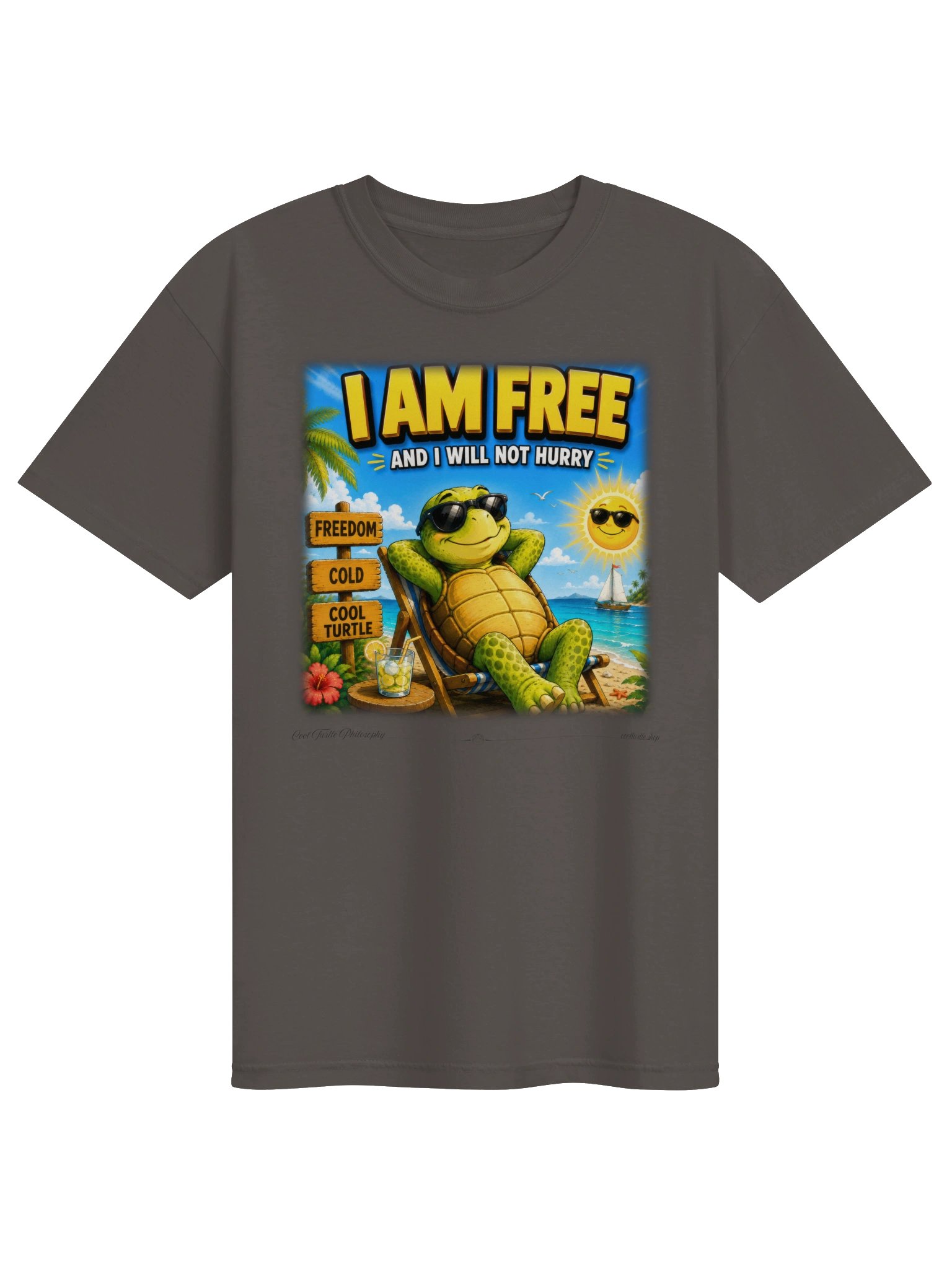 I Am Free Turtle Graphic Tee – Premium Garment-Dyed Slow Living Shirt product image (1)