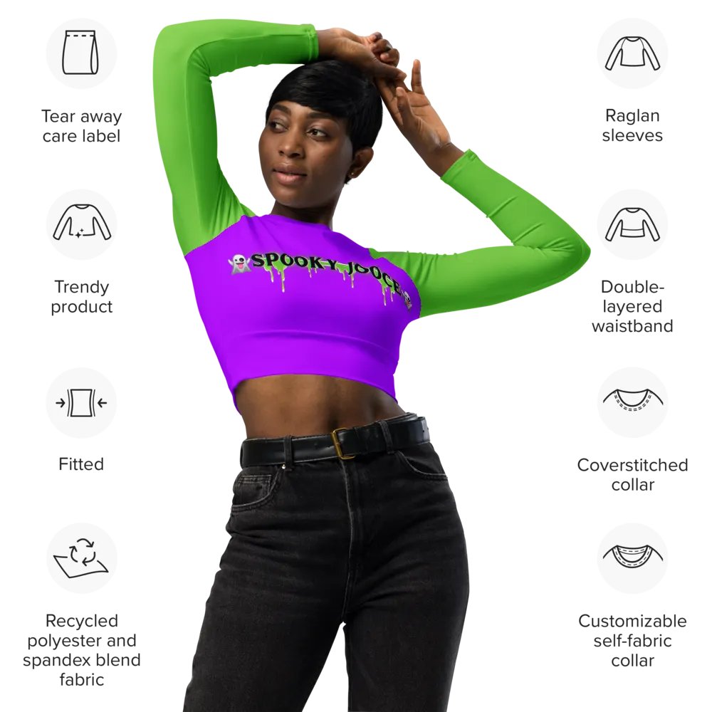 SPOOKY JOOCE Long Sleeve Crop Top - Purple/Green product image (9)