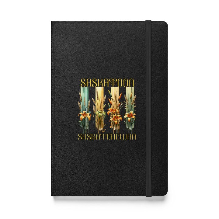 Saskatoon Saskatchewan 4 Vertical Tiger Lily Wheat Art Deco Botanical Hardcover Notebook product image (1)
