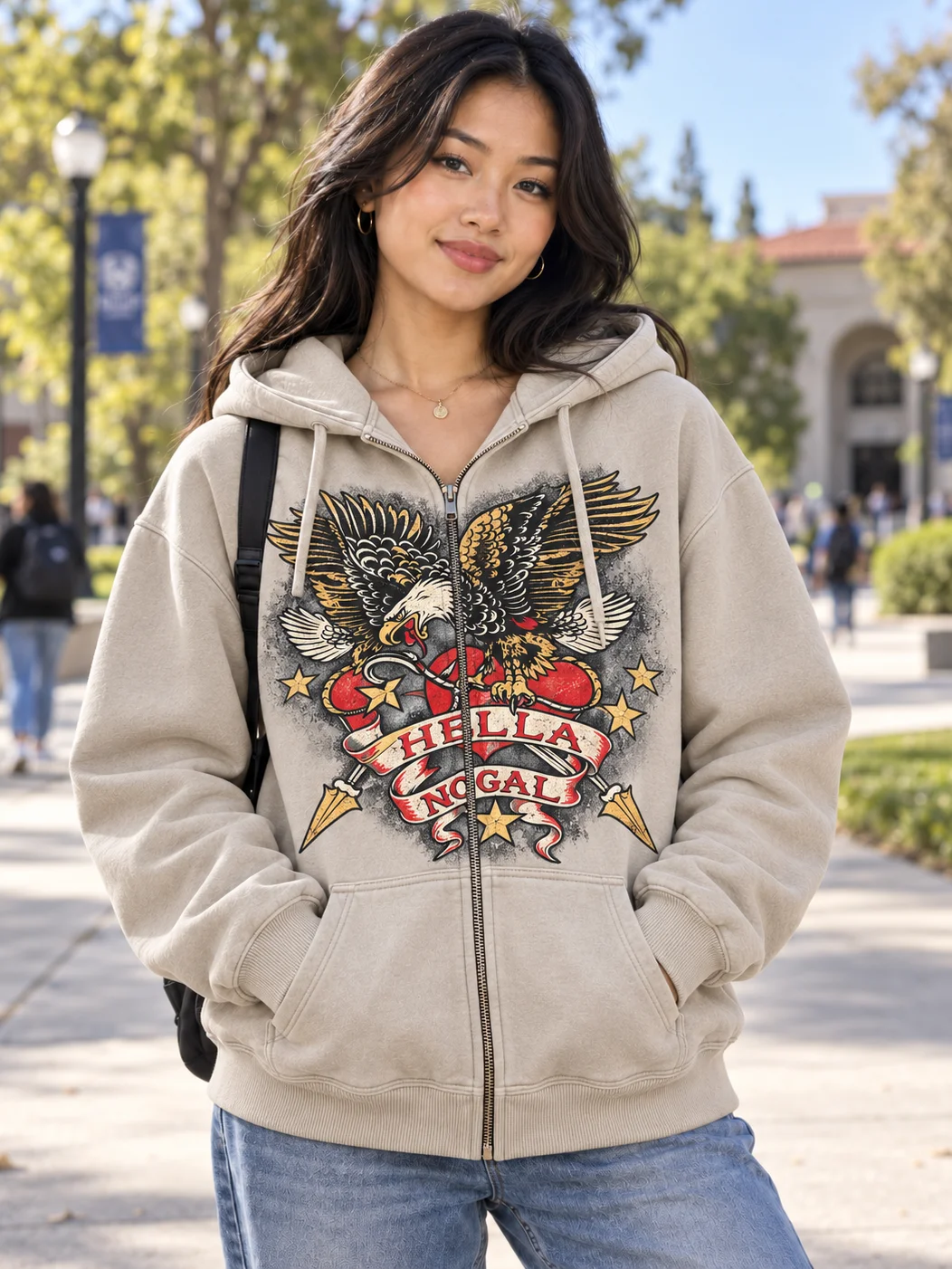 Women’s Heavyweight Eagle Heart Premium Zip-Up Hoodie product image (5)