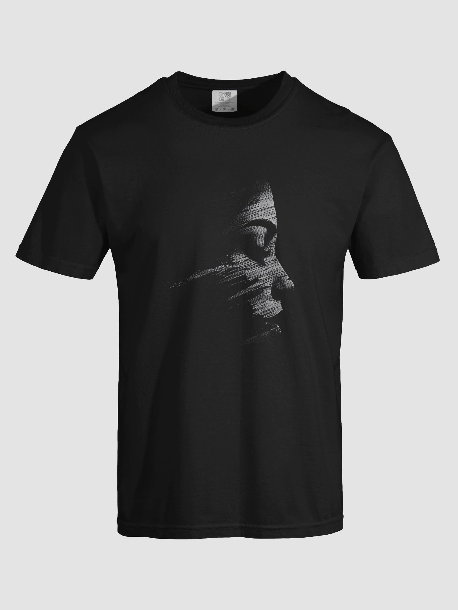 Hooded Shadow Figure | Black Graphic Short-Sleeve T-Shirt product image (7)
