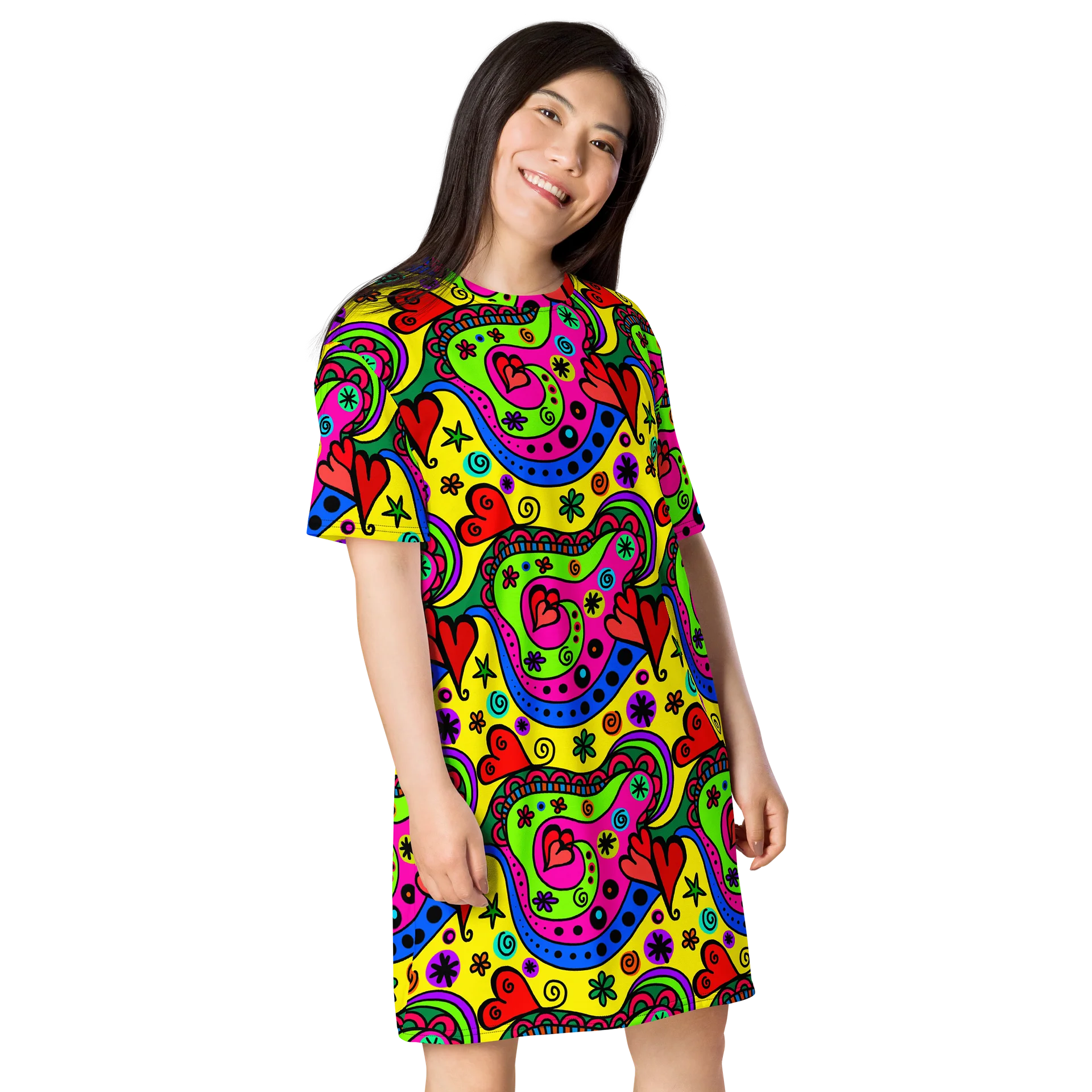 Vibrant Swirls T-Shirt Dress product image (3)