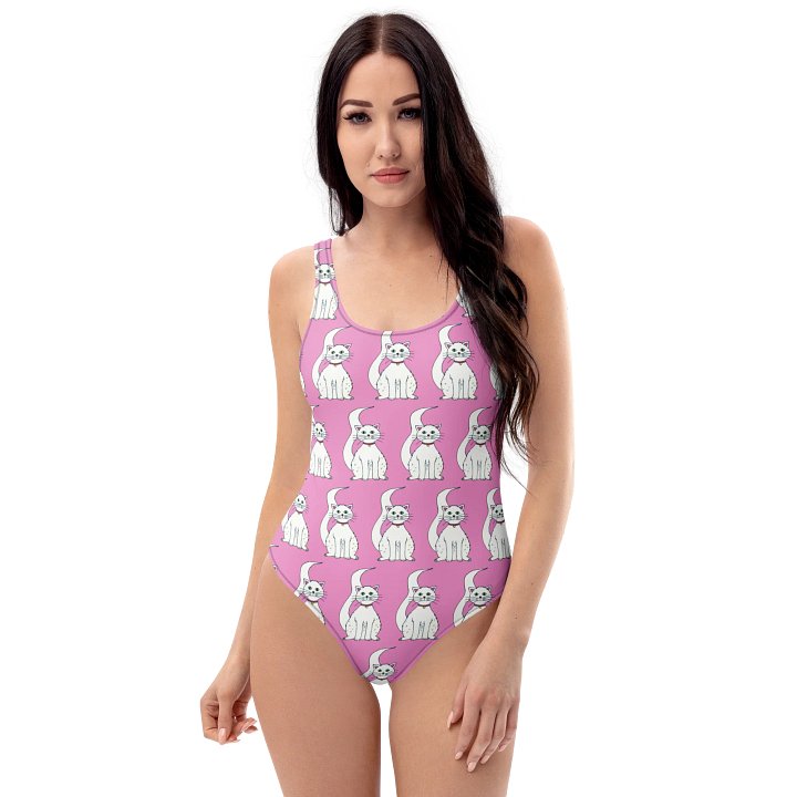 White Cat (art by Dina R.) akril painting picture - One-Piece Swimsuit product image (1)