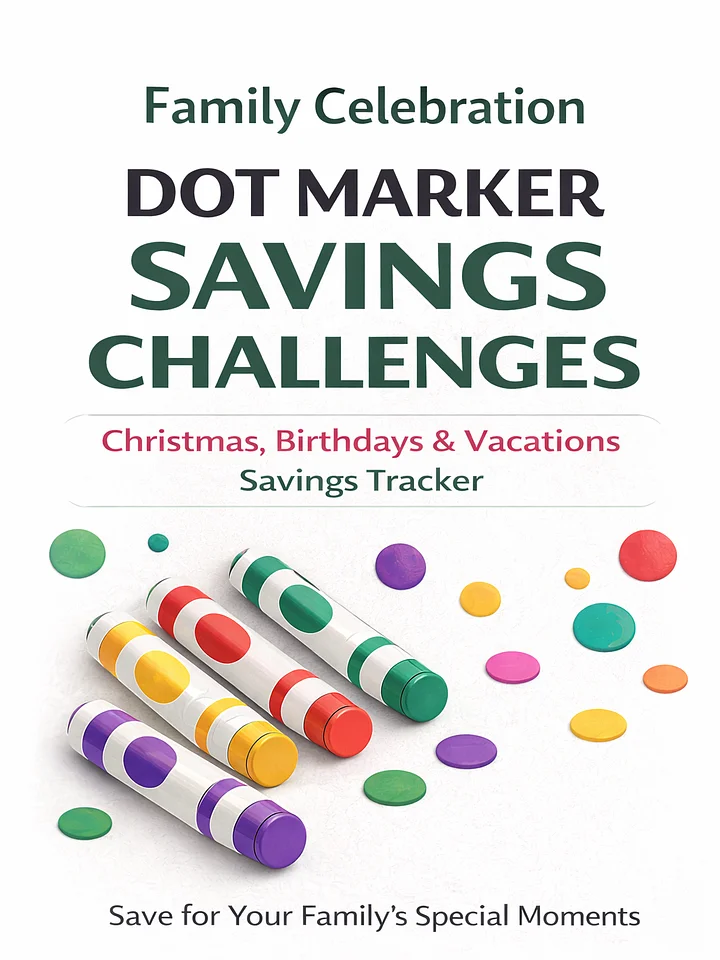 Family Celebration Dot Marker Savings Challenges Printable Savings Tracker product image (1)