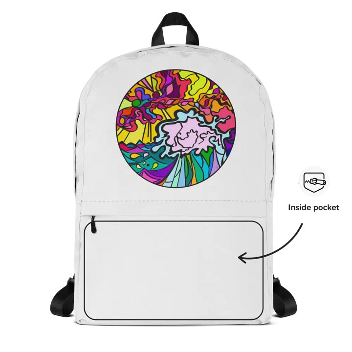 Vibrant Stained Glass Swirls Backpack – Wave at Sunset product image (2)