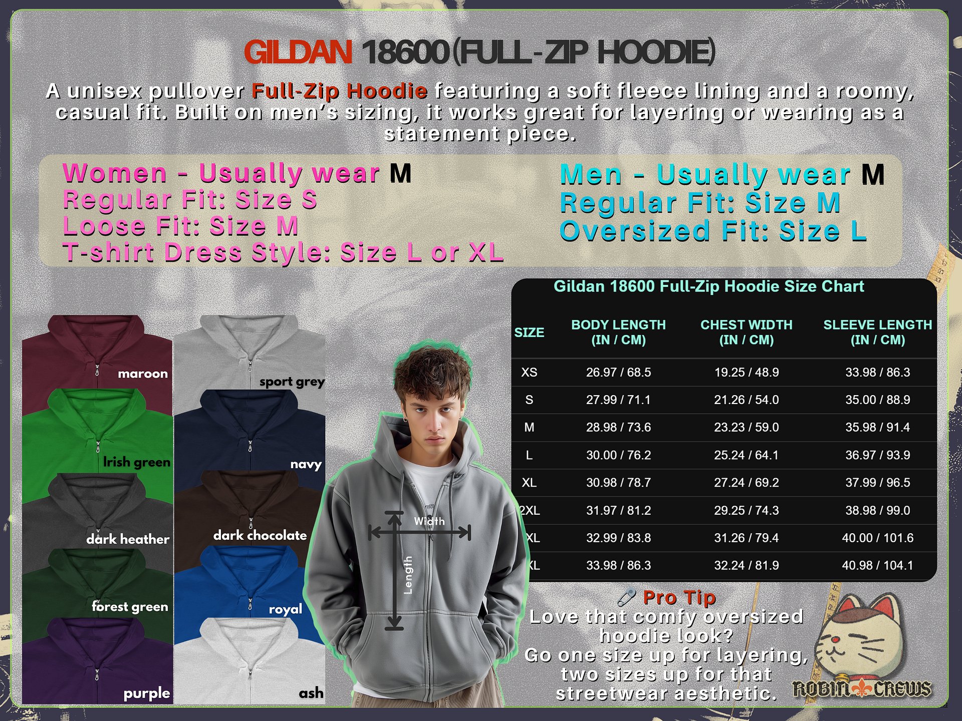 Cat Zip Hoodie with Chill Vibes product image (6)