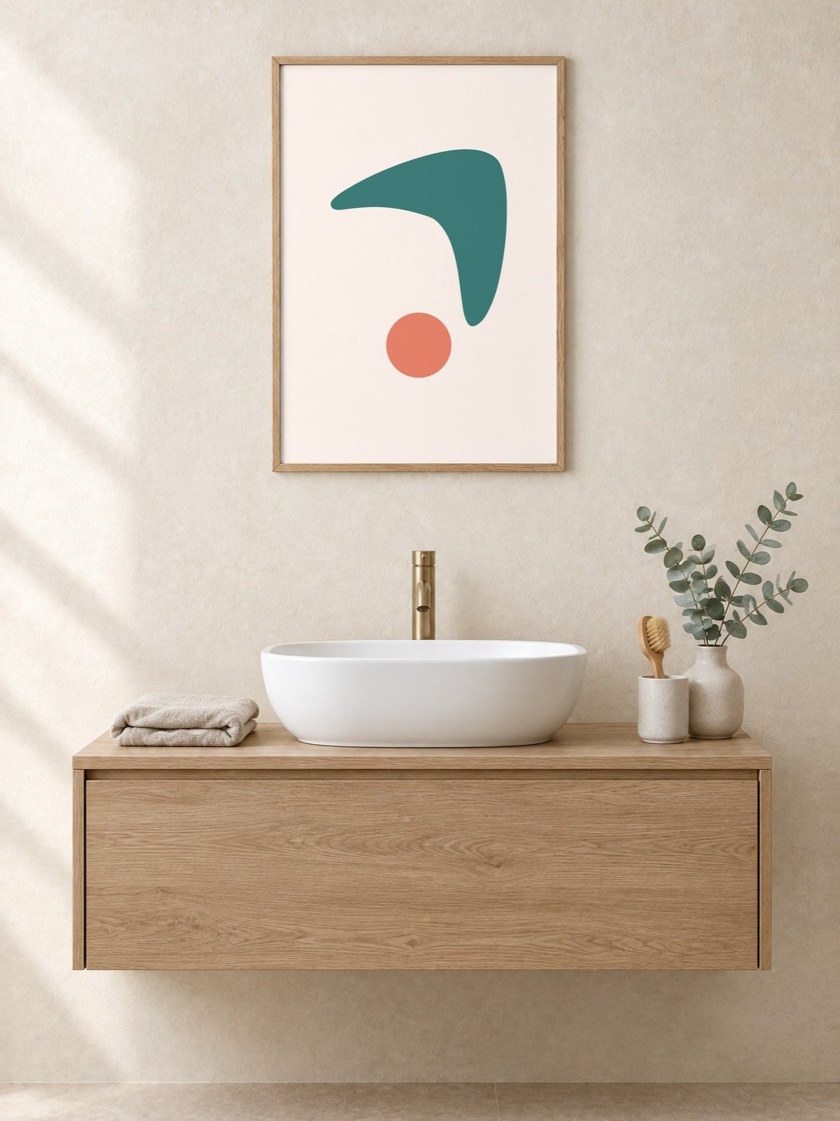 Teal Boomerang Sun Print | Colorful Bathroom Wall Art product image (1)