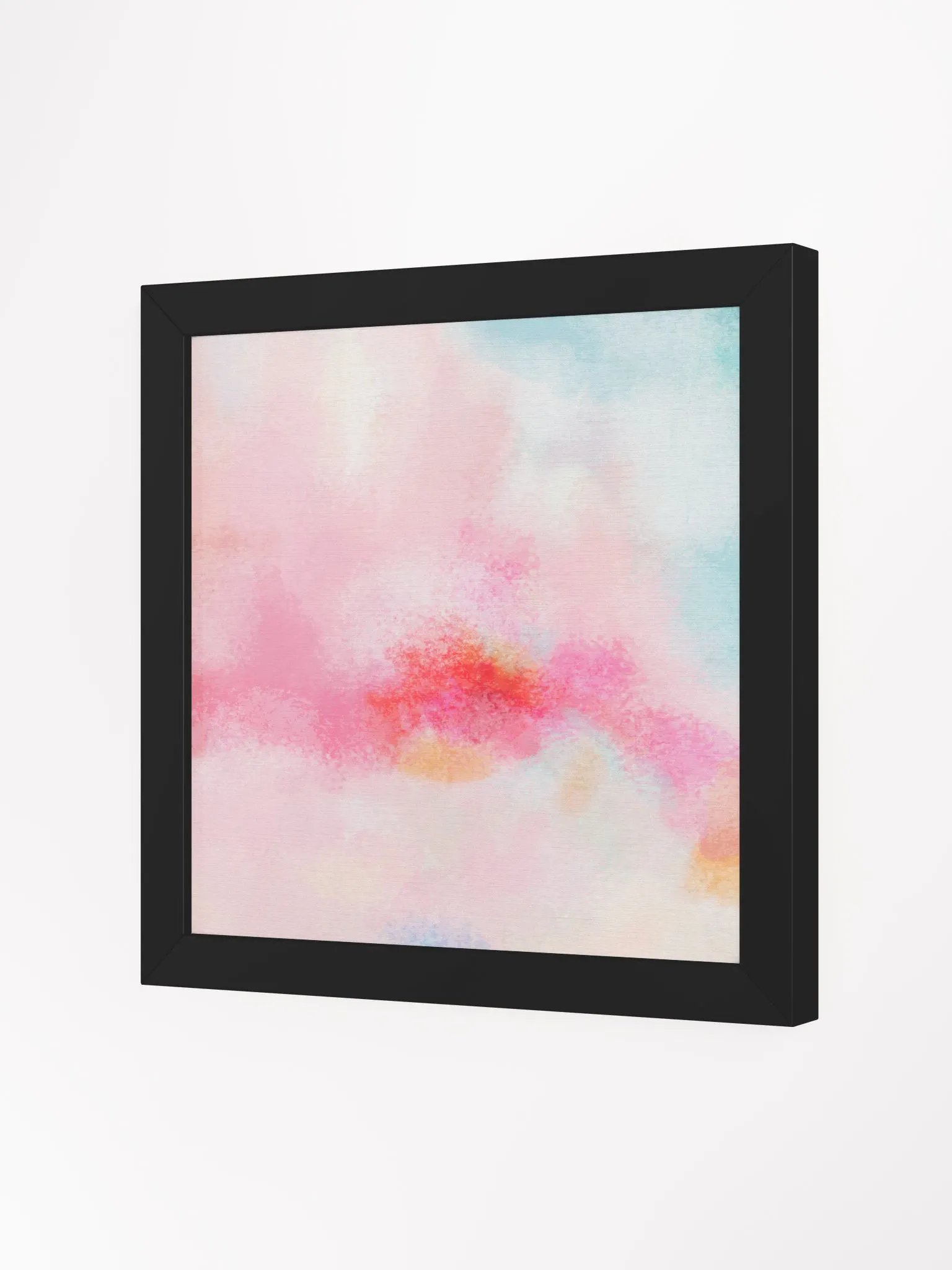 Blush pink, hot pink, peach, teal blue and white abstract painting print product image (3)