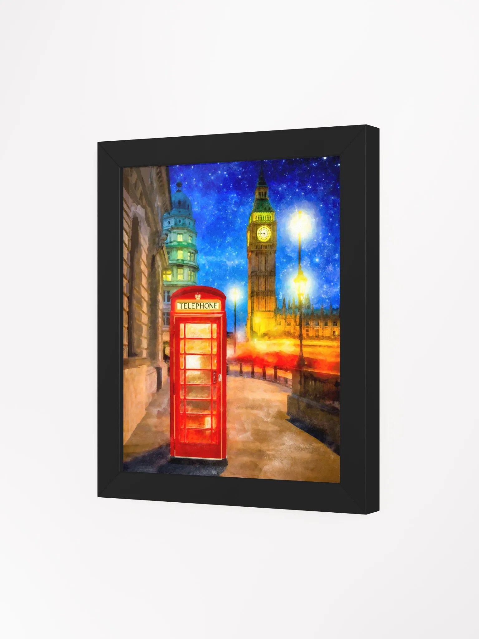 London Phone Box Art – Big Ben At Night Studio Framed Print product image (3)