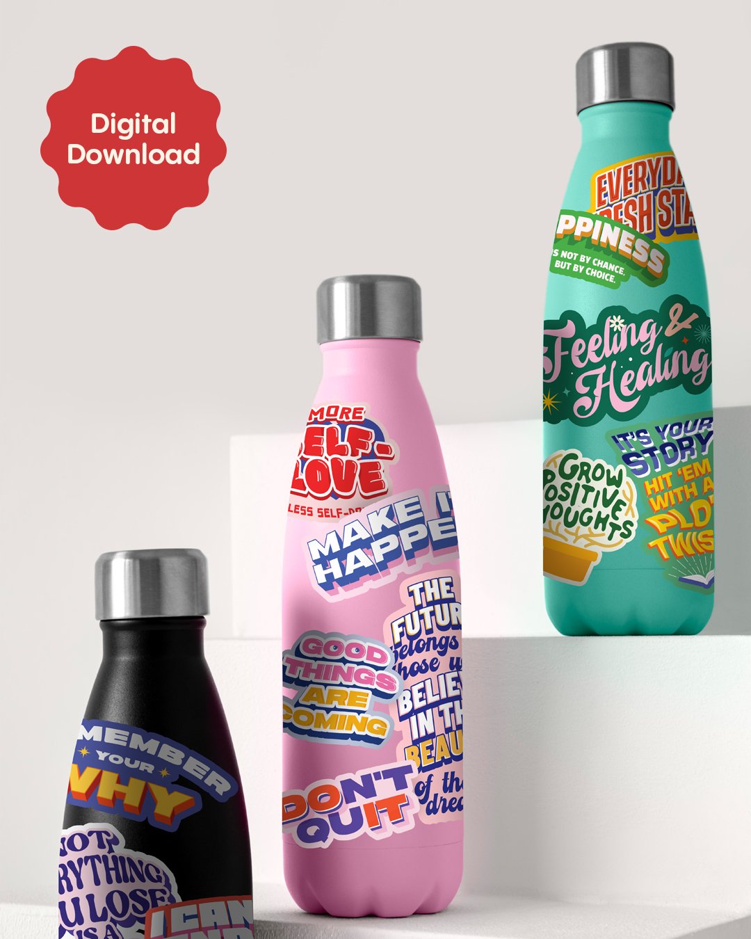 22 Typographic Sticker Design Bundle - Instant Digital Download product image (5)