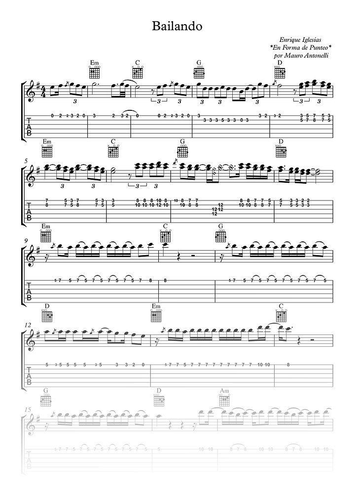 Bailando - Partitura + Tab + Acordes + Pista product image (1)