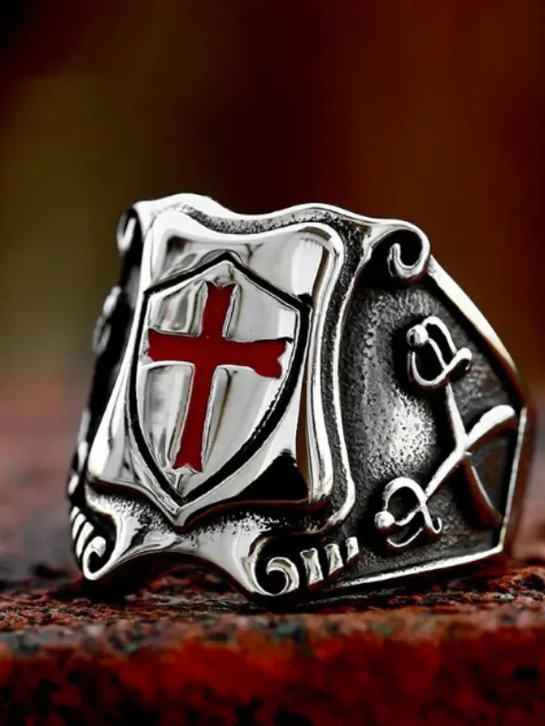 Anel de gota com cruz e escudo product image (1)