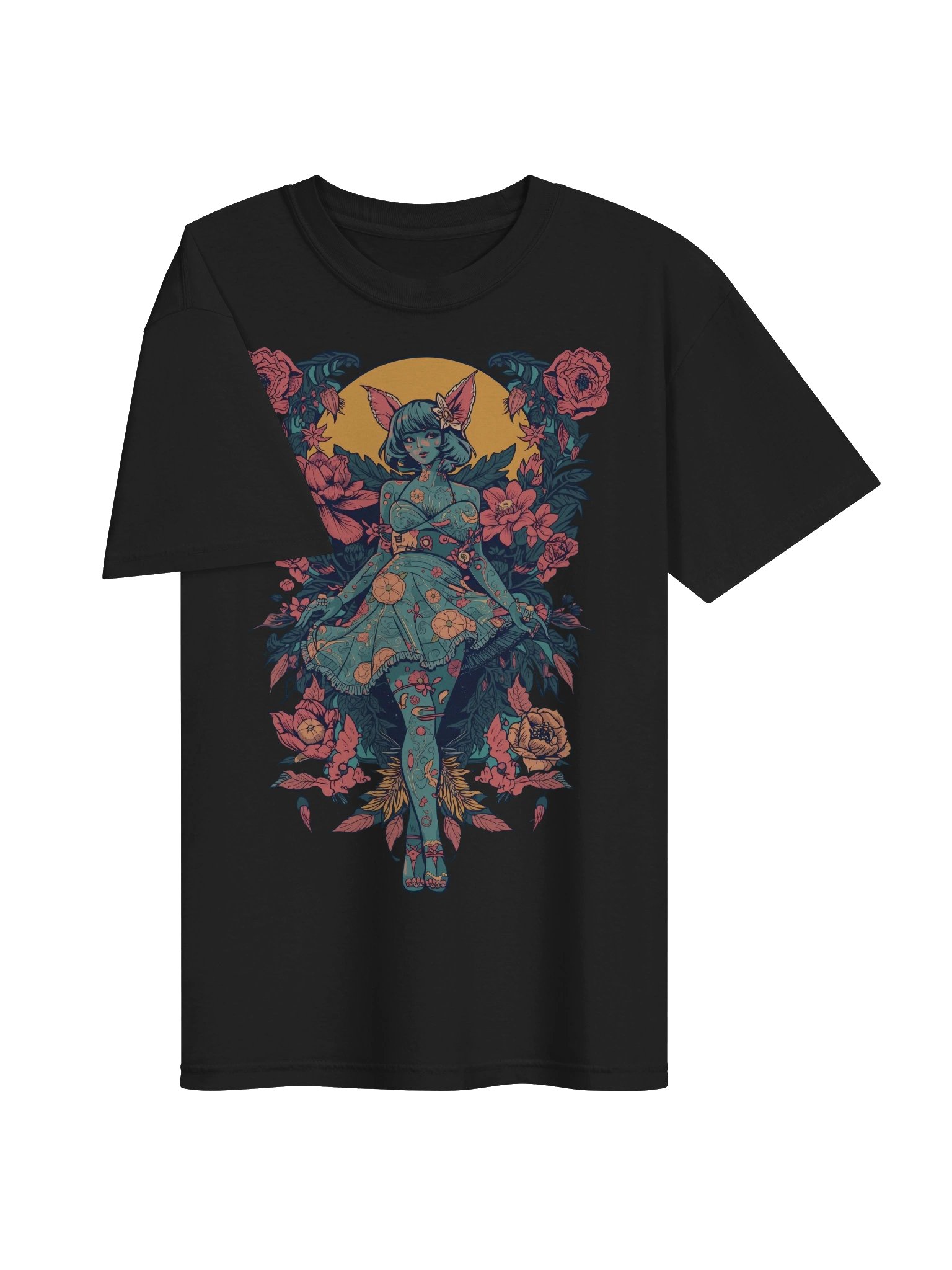 Floral Halo Cat‑Girl Heavyweight Tee product image (6)