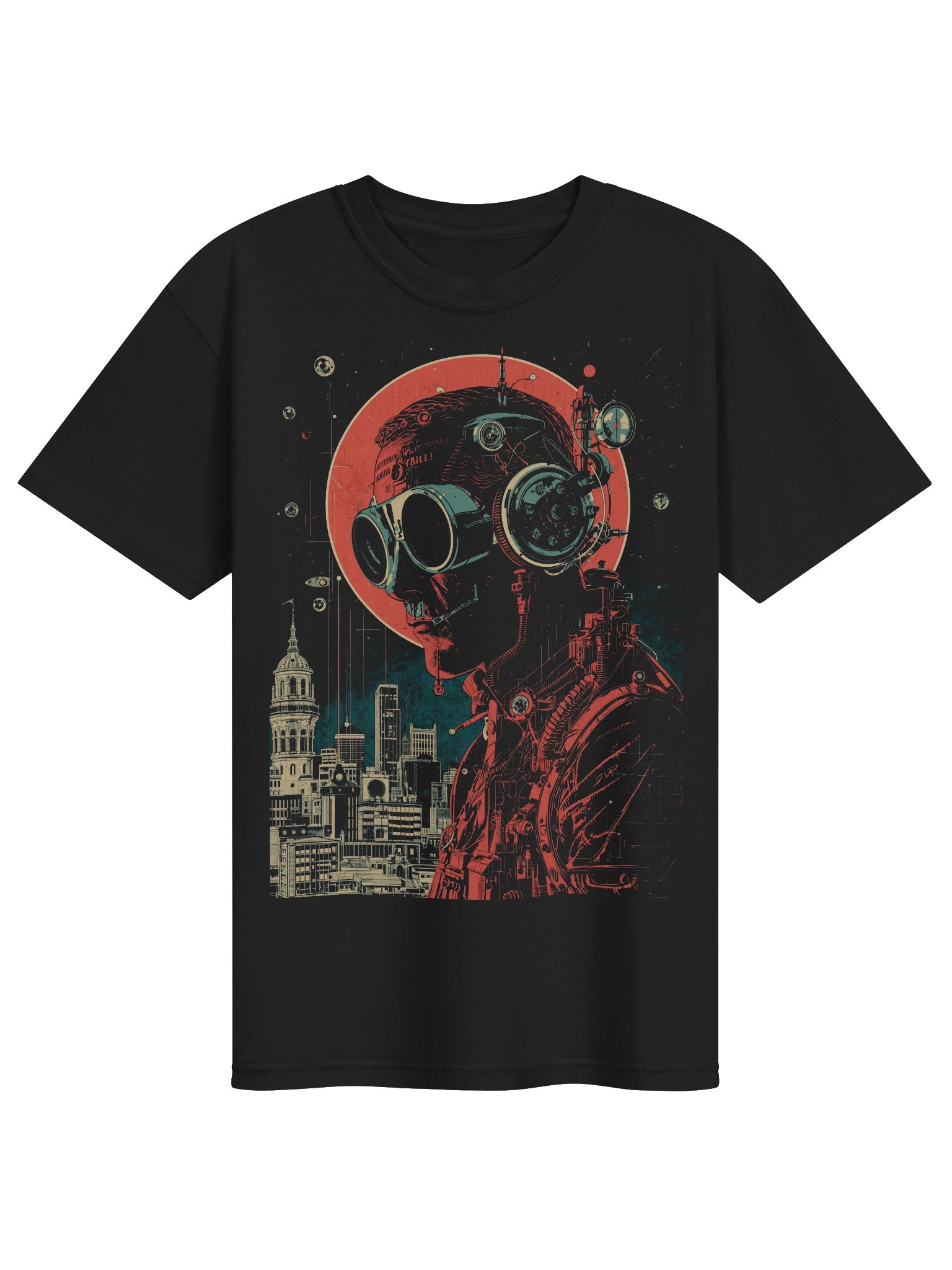 Retro-Futurist Cyborg City Heavyweight T-Shirt product image (1)