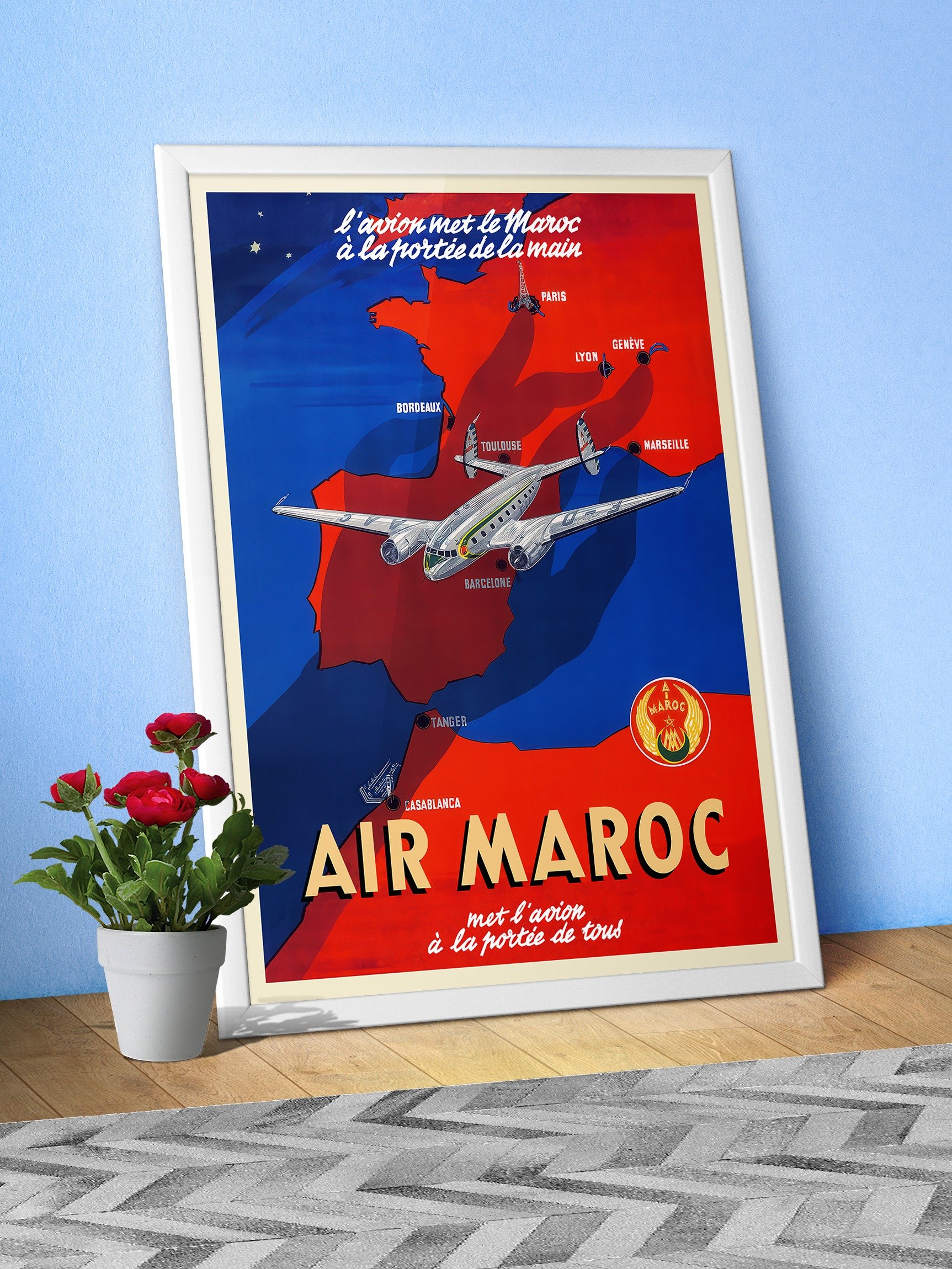 Morocco, Air Maroc, 1950 — retro travel poster, vintage travel print product image (3)