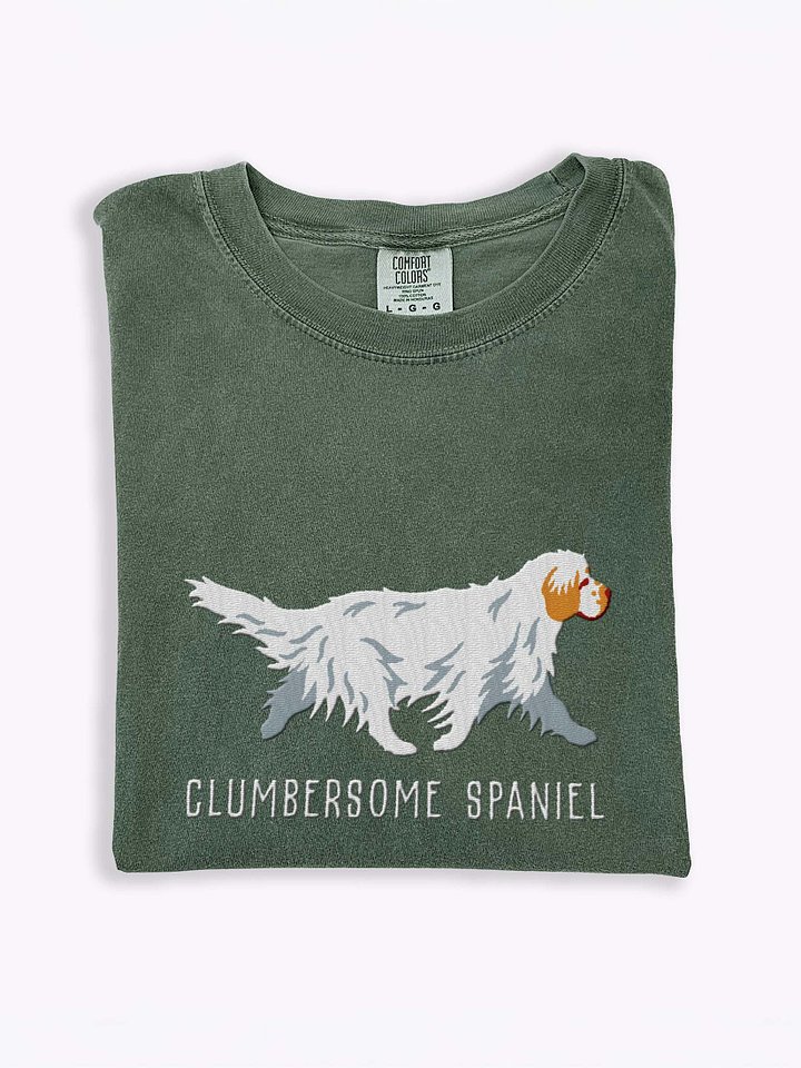 Clumbersome Spaniel T-Shirt(Embroidered) of a Clumber Spaniel(Tan & White) product image (1)