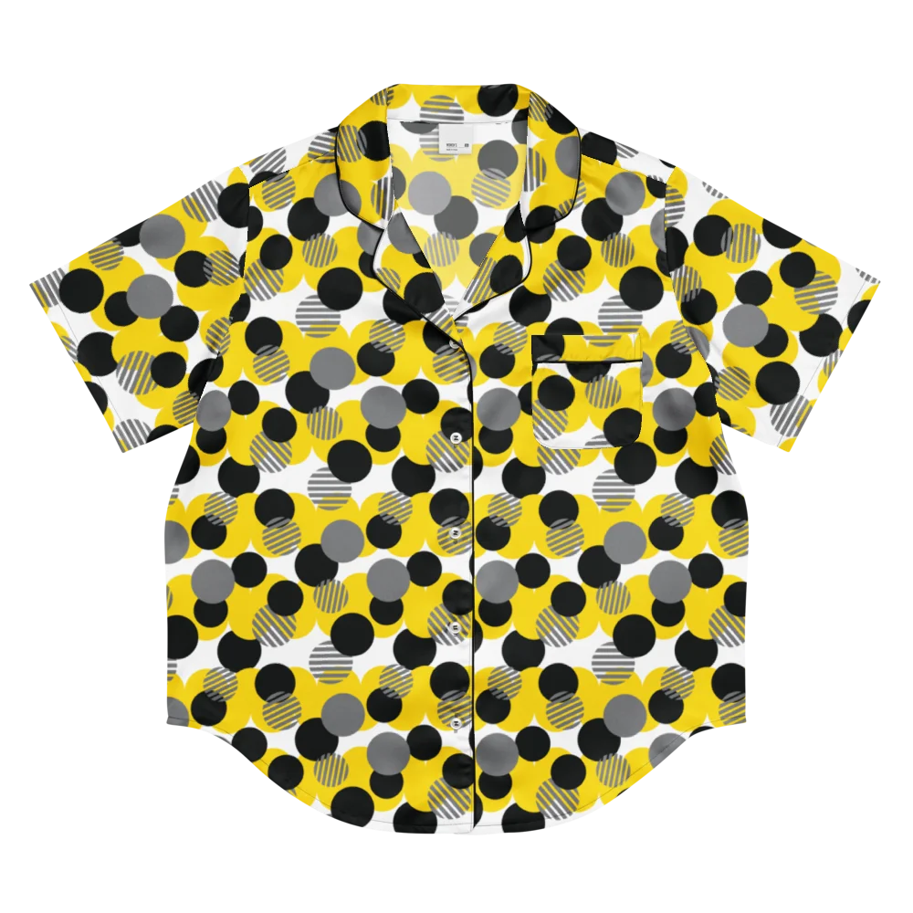 Cozy Chic Modern Geometric Polka Dot All-Over Print Women's Short Sleeve Pajama Top product image (4)