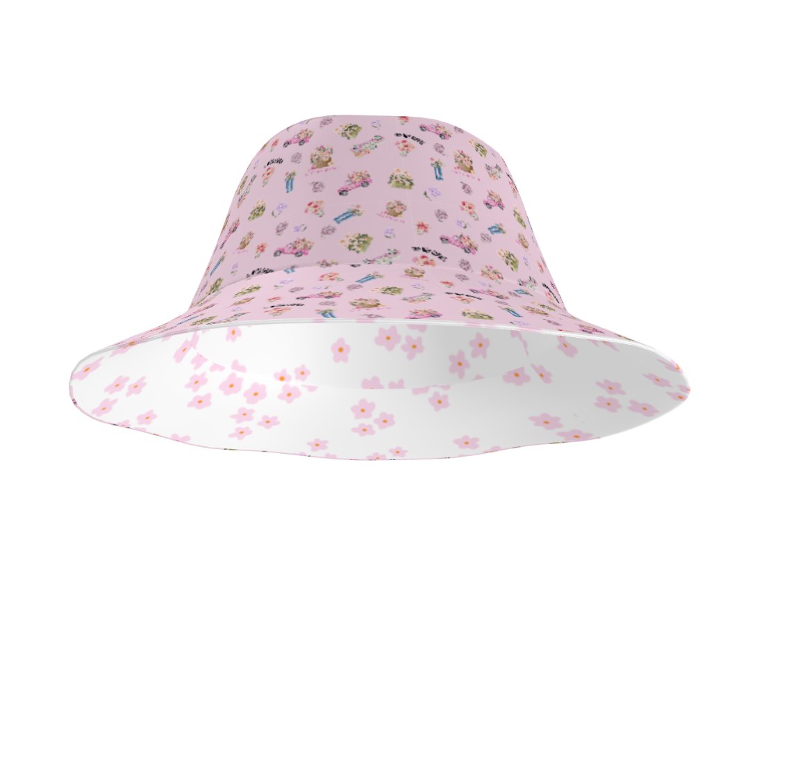PINK DAISY COTTAGE PATTERN BUCKET HAT REVERSIBLE - Diesen Hut hat niemand ausser Dir ! product image (3)