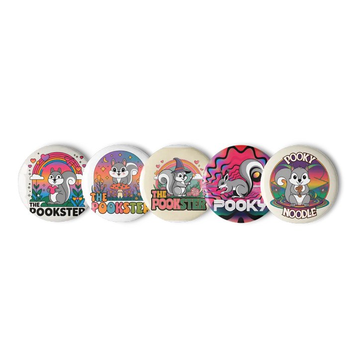 Original Pooky Artwork Buttons: Set of Five -J product image (1)