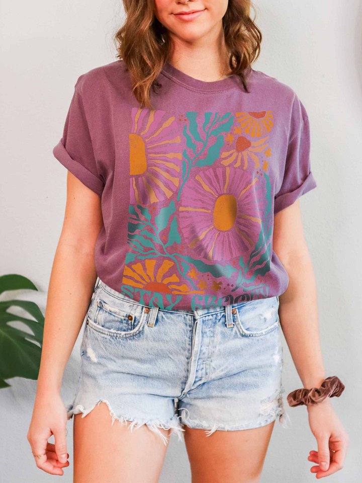 Stay Groovy Floral Shirt – Retro Boho Flower Power Aesthetic Tee product image (2)