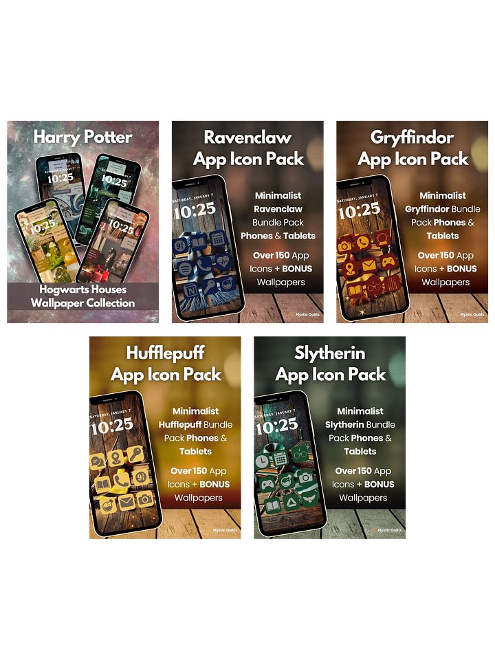 Magical School Houses Aesthetic Bundle – 4 Icon Packs + All Wallpapers, iOS & Android App Icons & Phone Backgrounds product image (1)