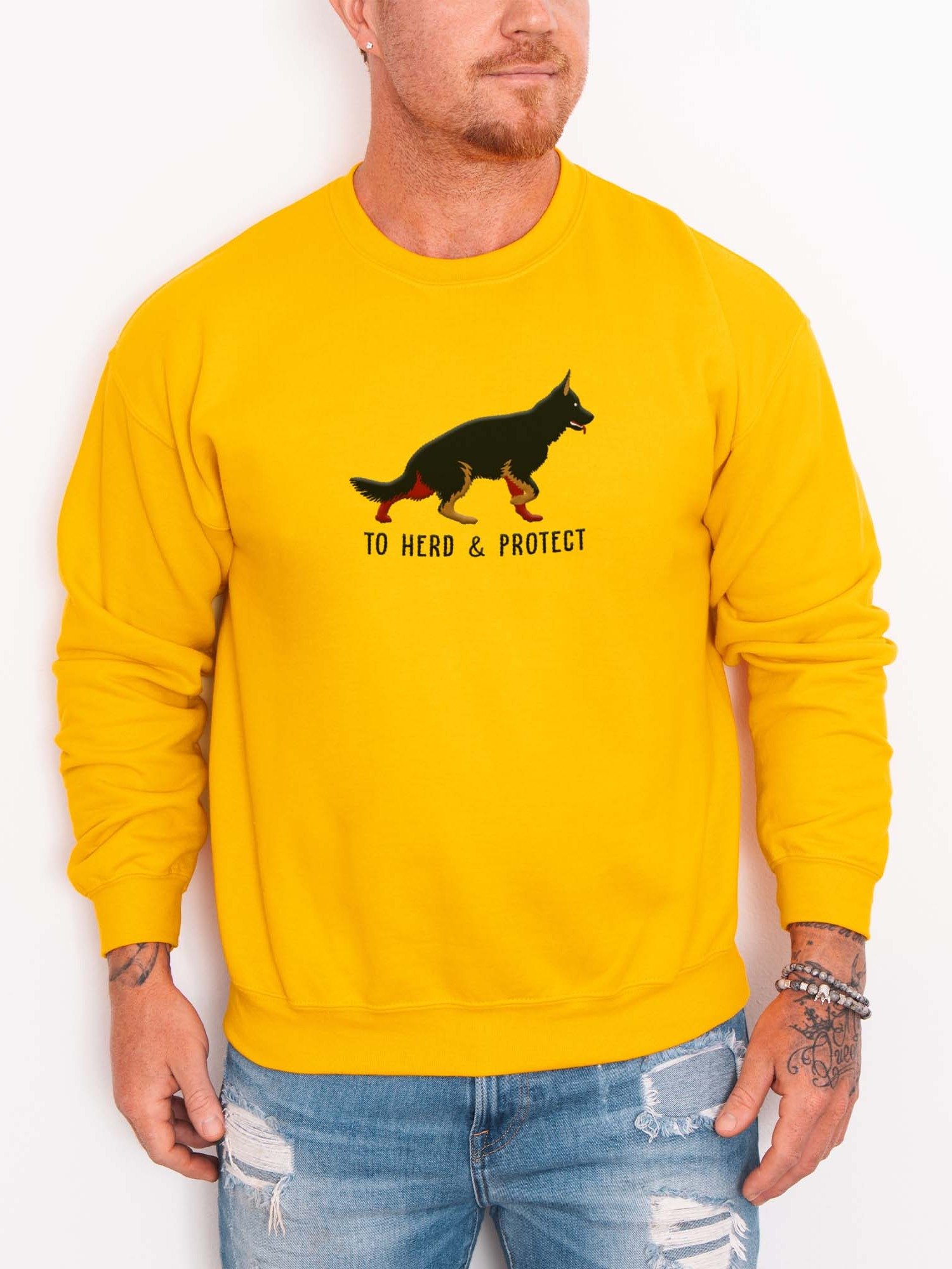 To Herd & Protect Sweatshirt (Embroidered) of a German Shepherd(Bicolor) product image (1)
